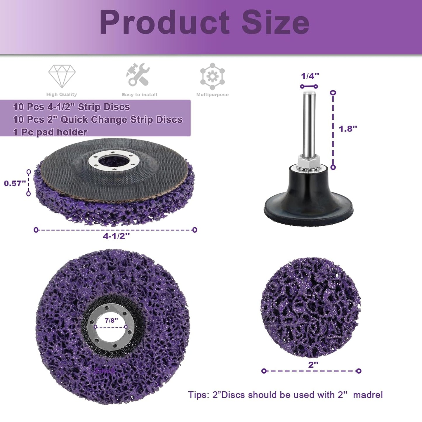 21 Pack Paint Strip Discs for Angle Grinder, 4-1/2'' x 7/8'' & 2" Rust Remover Wheel, Comprehensive Paint Stripper Disc Kit for Cleaning and Removing Paint, Welds, Oxidation