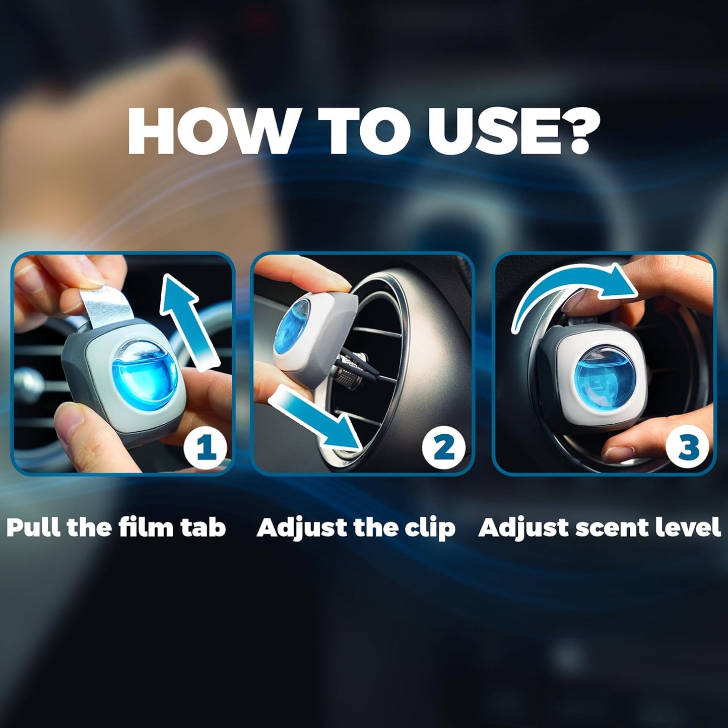 Air Jungles New Car Scent Car Air Freshener Clip, 6 Vent Clips, 4ml Each, Long Lasting Air Freshener, Up to 180 Days Odor Eliminator