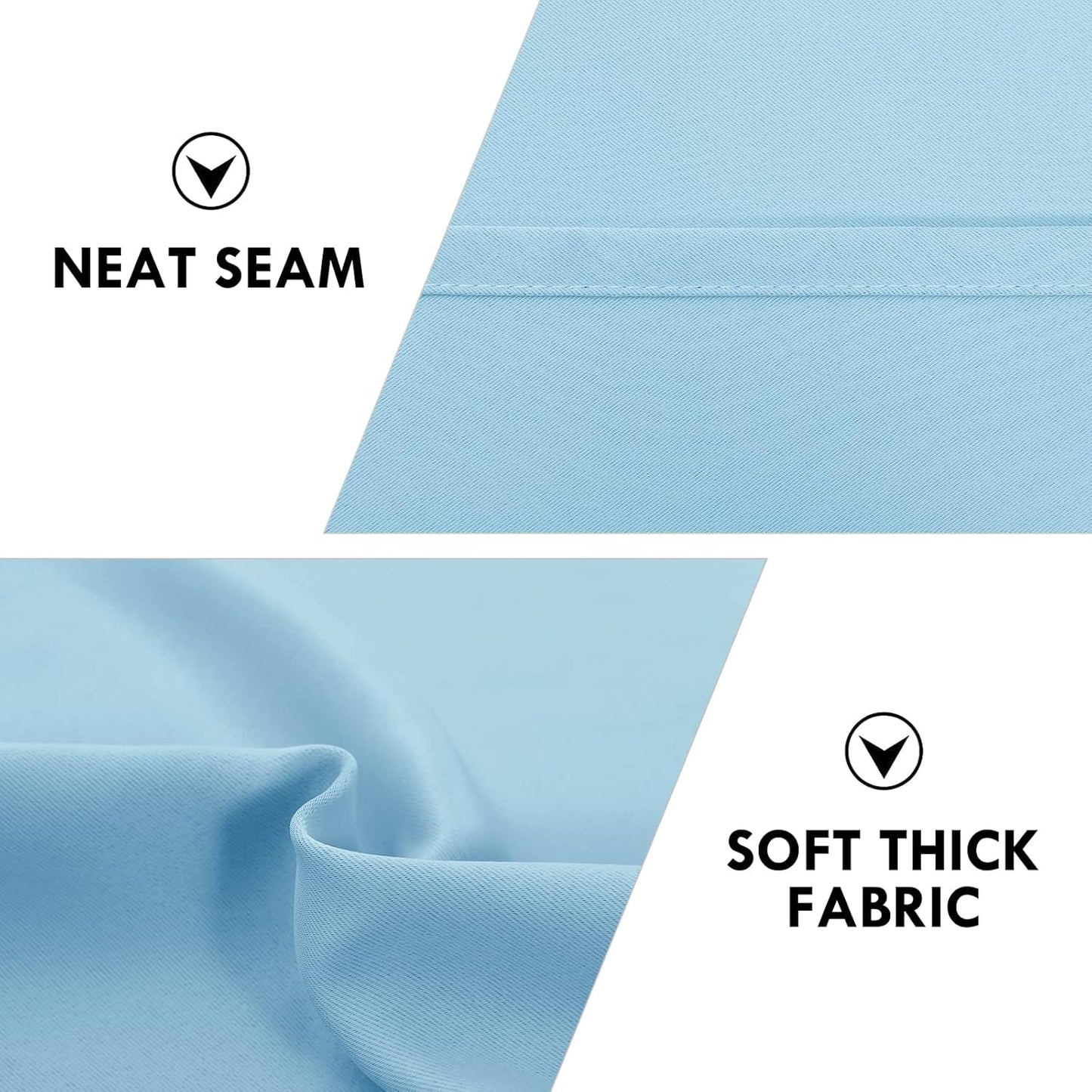 DWCN Blackout Curtains Room Darkening Thermal Insulated Bedroom Curtains Window Treatments, 42 x 45 inches Long, Set of 2 Light Blue Rod Pocket Drapes