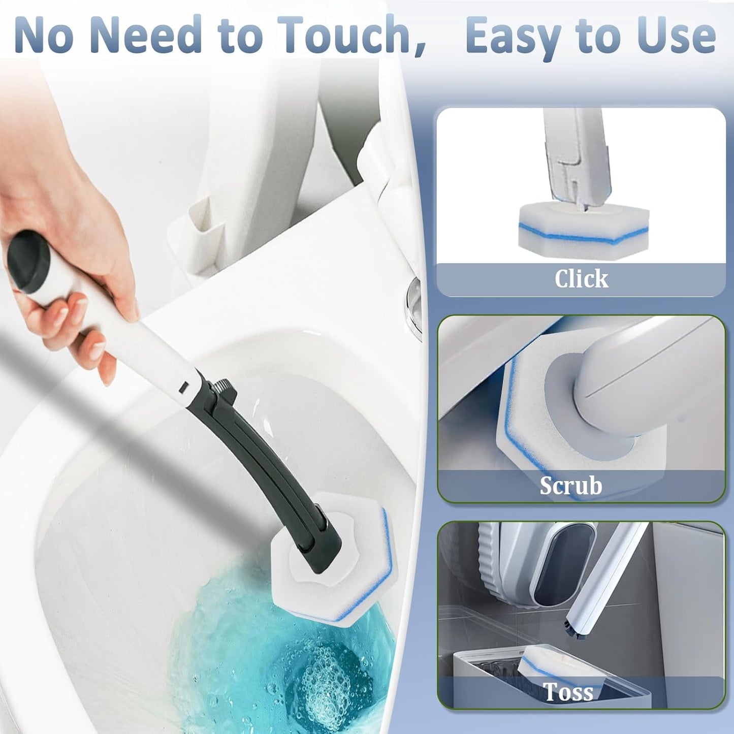 Disposable Toilet Bowl Wand Refills, Toilet Cleaner Refill Pads Compatible with Most Wands, Disposable Toilets Brush Replacement Head Scrubbing Pads for Bathroom Cleaning(100 Packs)