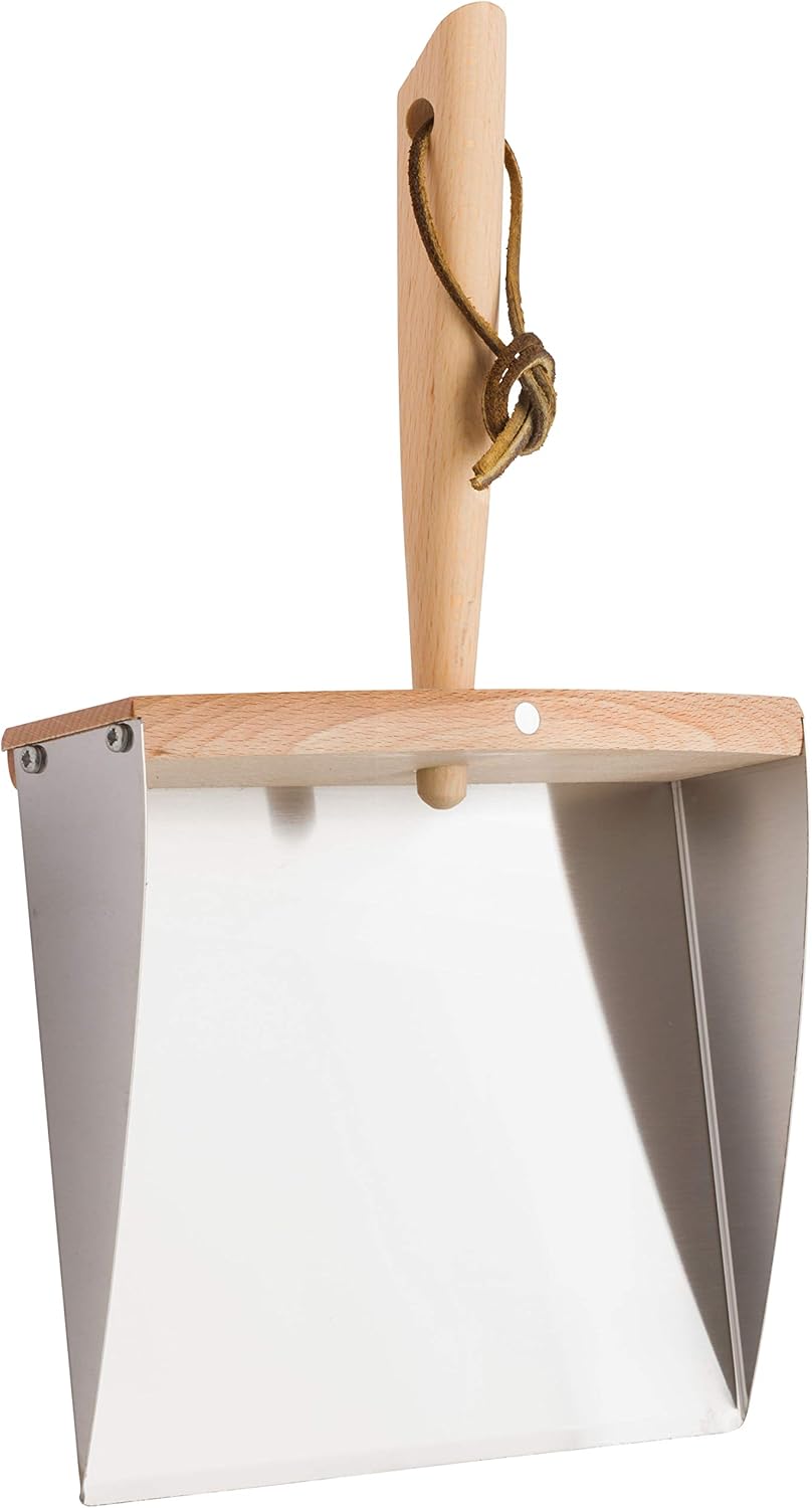 REDECKER Horsehair Fiber Hand Brush and Dust Pan Set, Heavy Duty Broom and Dustpan Combo for Home and Outdoor, Oiled Beechwood Handles, Stainless Steel Dust Pan, Made in Germany, 14-1/8-Inches