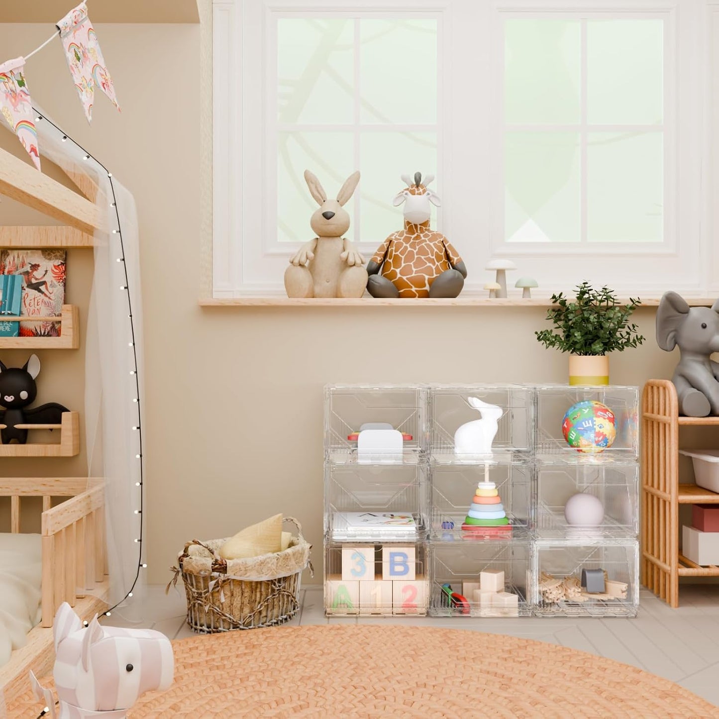 6 Pack Upgraded XX-Large Storage Organizer with Magnetic Door, New structure is more stable, Thicken & Sturdy Clear Stackable Interconnectable Shoe Box for Entryway, Closet, Under Bed