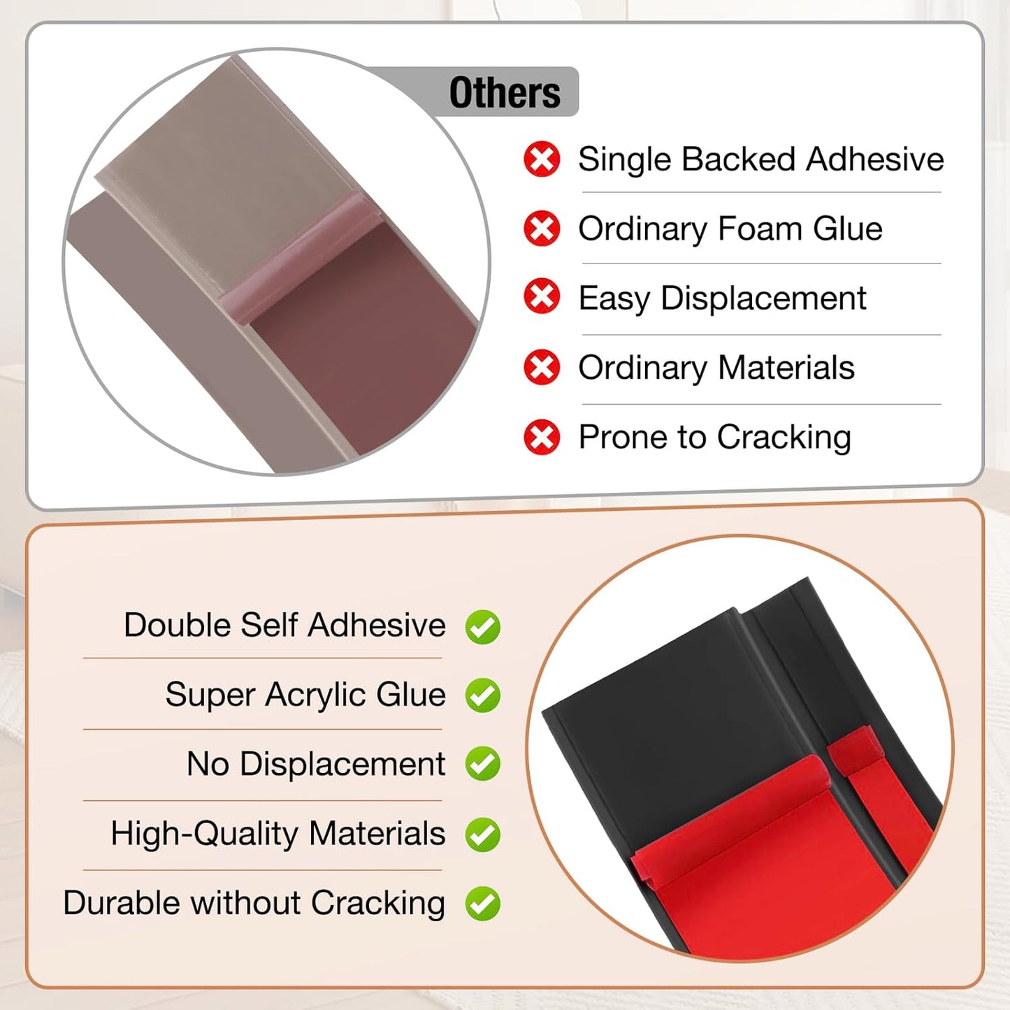 Floor Transition Strip Self Adhesive Vinyl Door Threshold for Doorways Carpet Edging Trim Overlap Edge Reducer for Laminate Floor, Carpet, Tile (Black, 2/5" to 3/5", 10Ft)