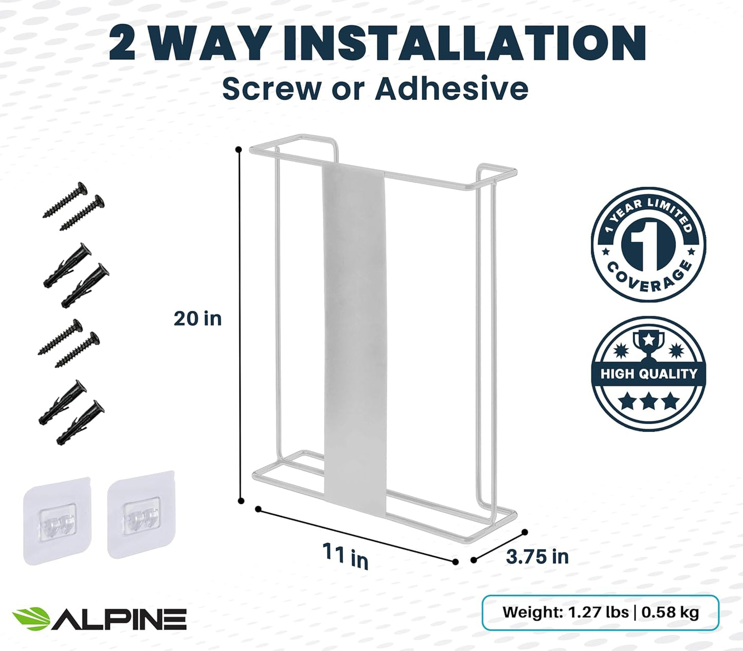 Alpine Glove Holder for Wall Mount - Latex Glove Holder Wire Glove Dispenser for Wall Disposable Glove Box & Tissue Box - Fits 4 Box (White)