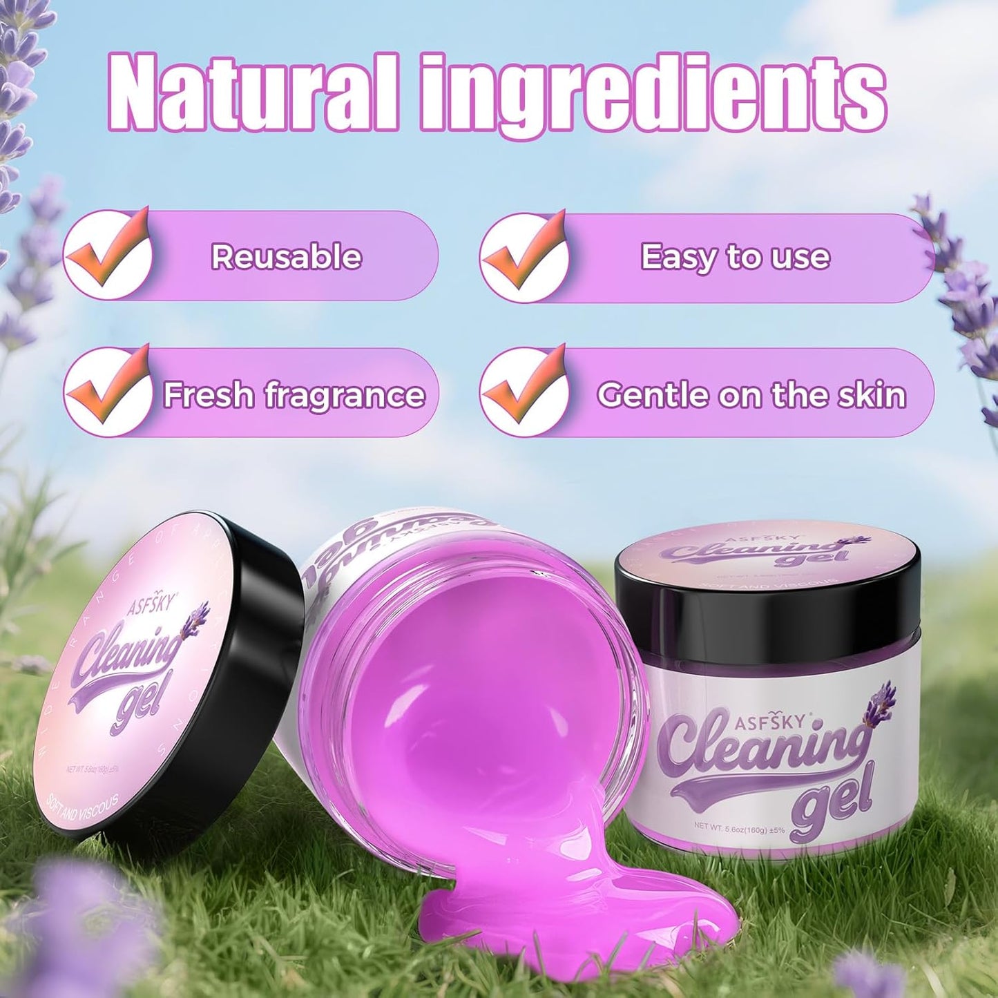 ASFSKY Car Cleaning Gel (Purple,Lavender) Cleaning Putty Universal Dust Cleaning Car Interior Cleaner Keyboard Dust Remover Car Slime Gifts for Men Women Girl（1 Pack）