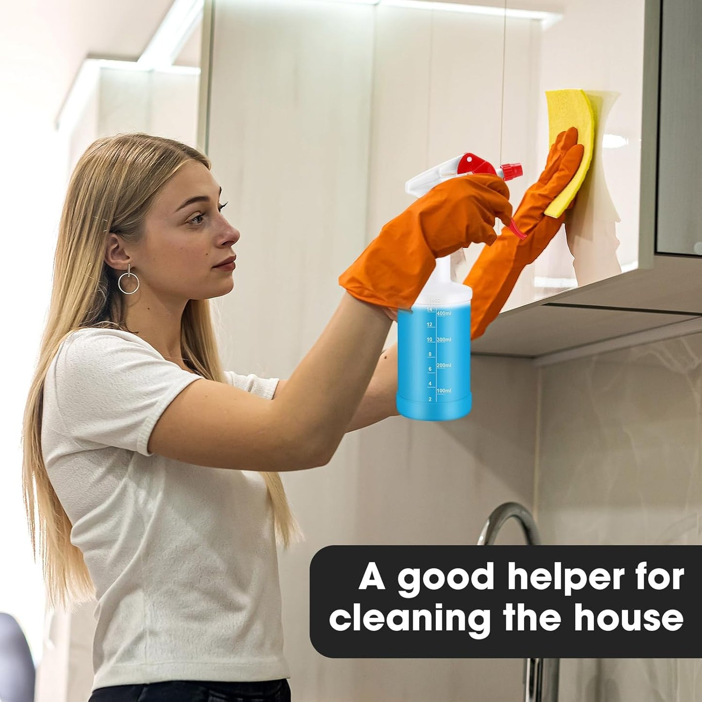 Eccliy 12 Pcs 16 Oz Plastic Spray Bottle, Adjustable Empty Reusable Sprayer for Cleaning, Planting, Water, Bathroom and Kitchen, BBQ, Commercial and Residential(Red,Measurements)