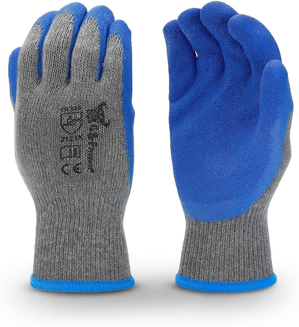 G & F Products - 3100S-10 120 Pairs Small Rubber Latex Double Coated Work Gloves for Construction, gardening gloves, heavy duty Cotton Blend Blue