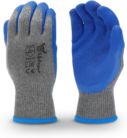 G & F Products - 3100S-10 120 Pairs Small Rubber Latex Double Coated Work Gloves for Construction, gardening gloves, heavy duty Cotton Blend Blue