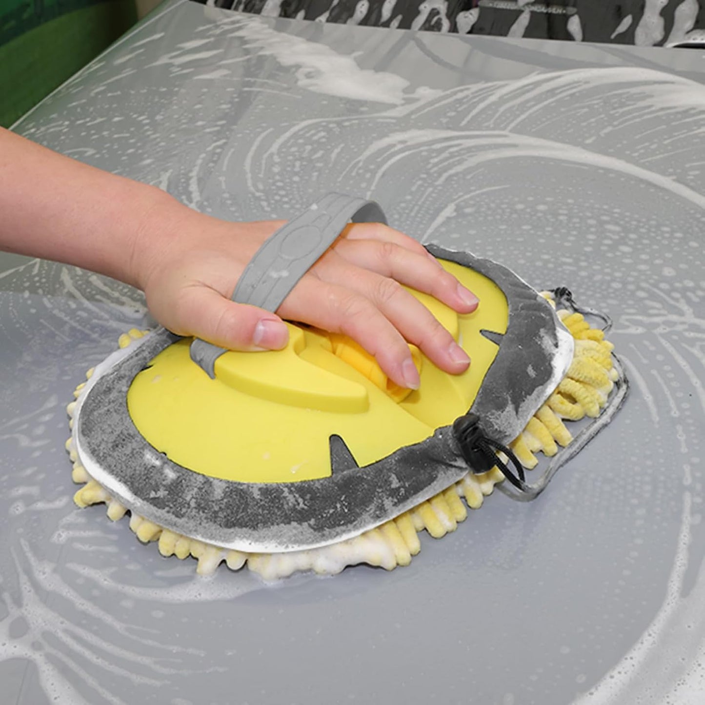 Dual-Use Car Wash Mop – 10" x 8" Chenille Washing Kit with Adjustable Handle Grip Fits for Telescopic Extension Pole, Scratch-Free Cleaning for Cars, Windows, RVs, and Solar Panels (Pole NOT Included)