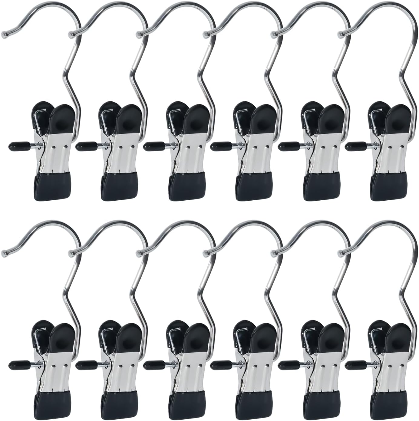15/30Pcs Upgrade Double Head Clamp Dipped Clothespin for Laundry Hooks with Clips, Boot Holder, Hanging Clips, Portable Multifunctional Hangers Single Clip Space Saving for Jeans, Hats (15, Black)