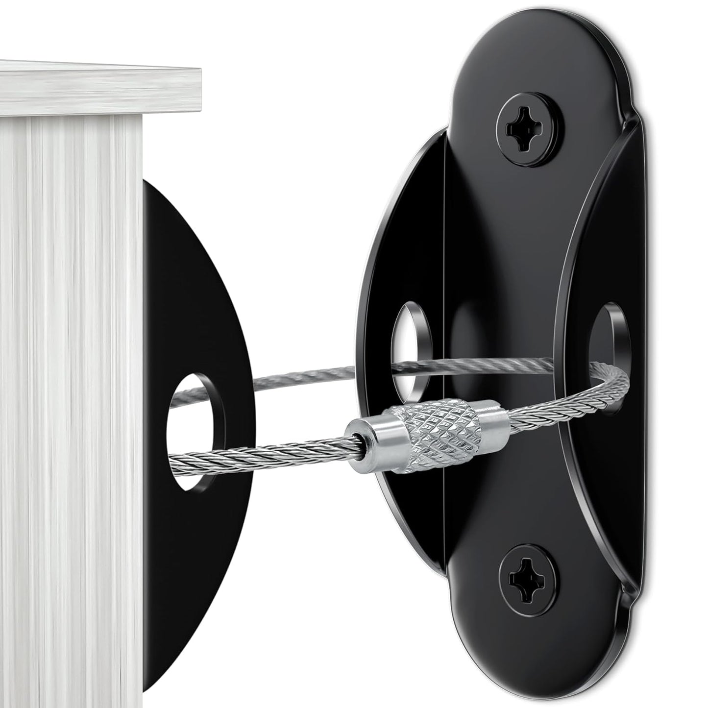 10 Pack Furniture Wall Anchors for Baby Proofing, Anti Tip Furniture Anchors, Secure 400 Pound Furniture, Dresser, Bookcase to Wall Prevent Falling, Earthquake Straps for Child Safety (Black)