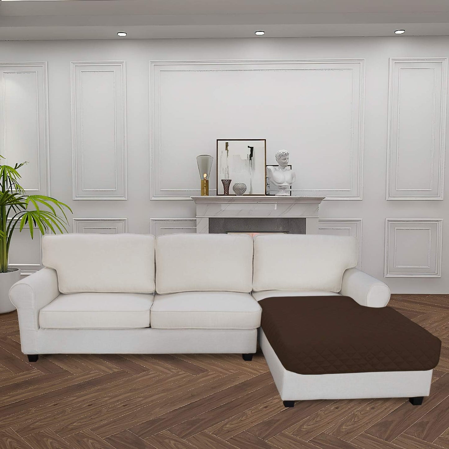 Easy-Going Sectional Couch Covers for Dogs L Shape Sofa Cover Reversible Sofa Slipcover Chaise Lounge Cover Furniture Protector Cover for Pets Dog Cat (42 x 68 inches, Coffee/Coffee)