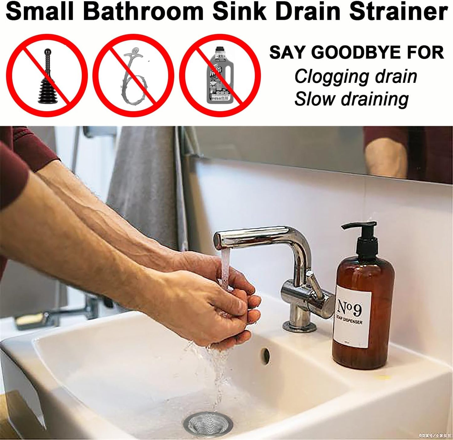 1.0" Small Drain Strainer, Sink Drain Hair Catcher, Bathroom Sink Drain Strainer, 2PCS Drain Mesh Baskets for Laundry, Mop Pool, Utility, Slop, RV Sink, Stainless Steel Drain Filter