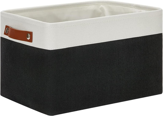 DULLEMELO Linen Closet Organizer and Storage Basket for Office, Bedroom, Cloth, Baskets for Organizing and Storage with handles for Shelves,Closet,Gift,Toys(White&Black)