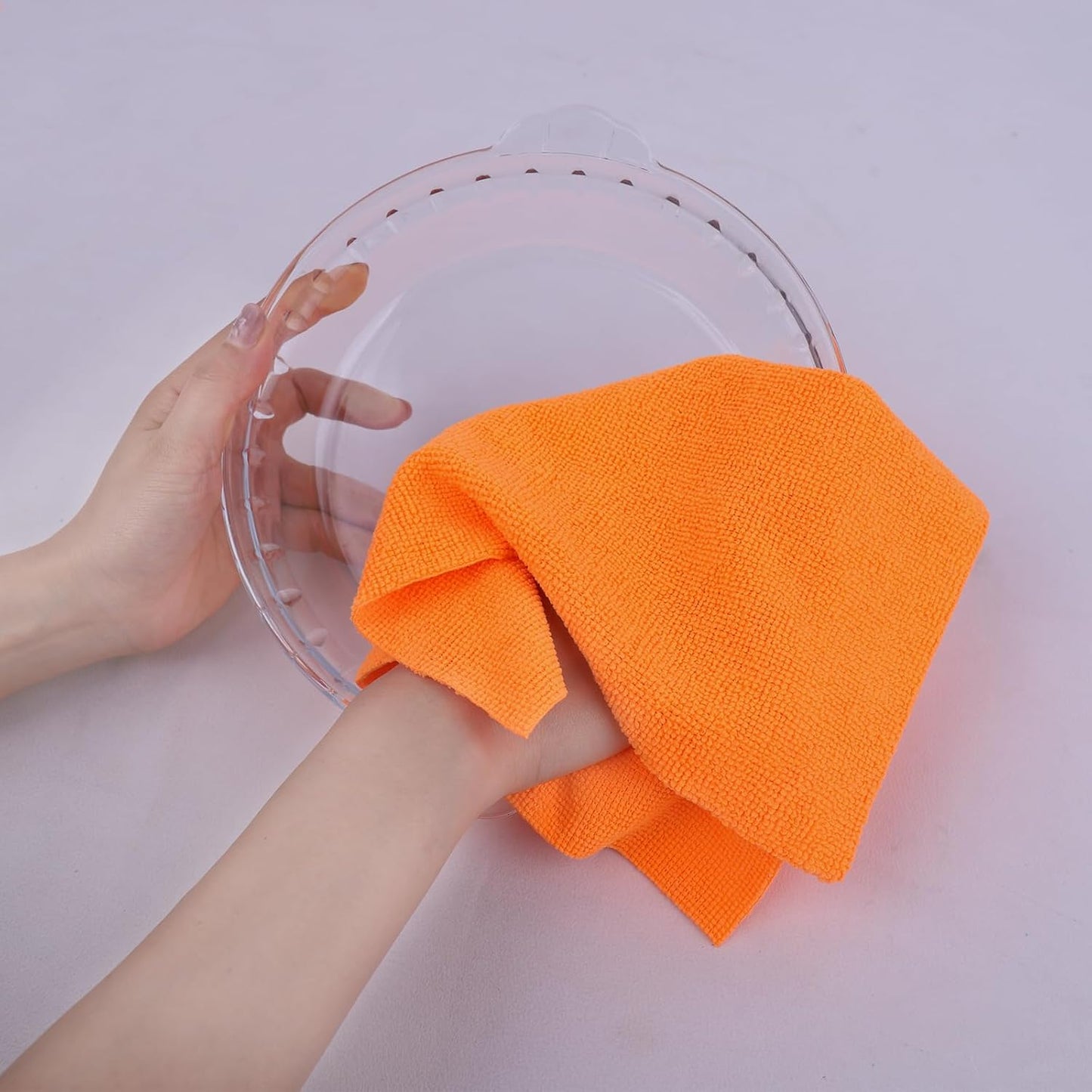 Tricol Clean Profesional Resuable Lint Free Microfiber Edgeless Cleaning Cloth 50PK Cleaning Rags,Absorbent Microfiber Wipes in Dispenser Box for Housekeeping, Car Cleaning (12 * 12 Inches) (orange1)