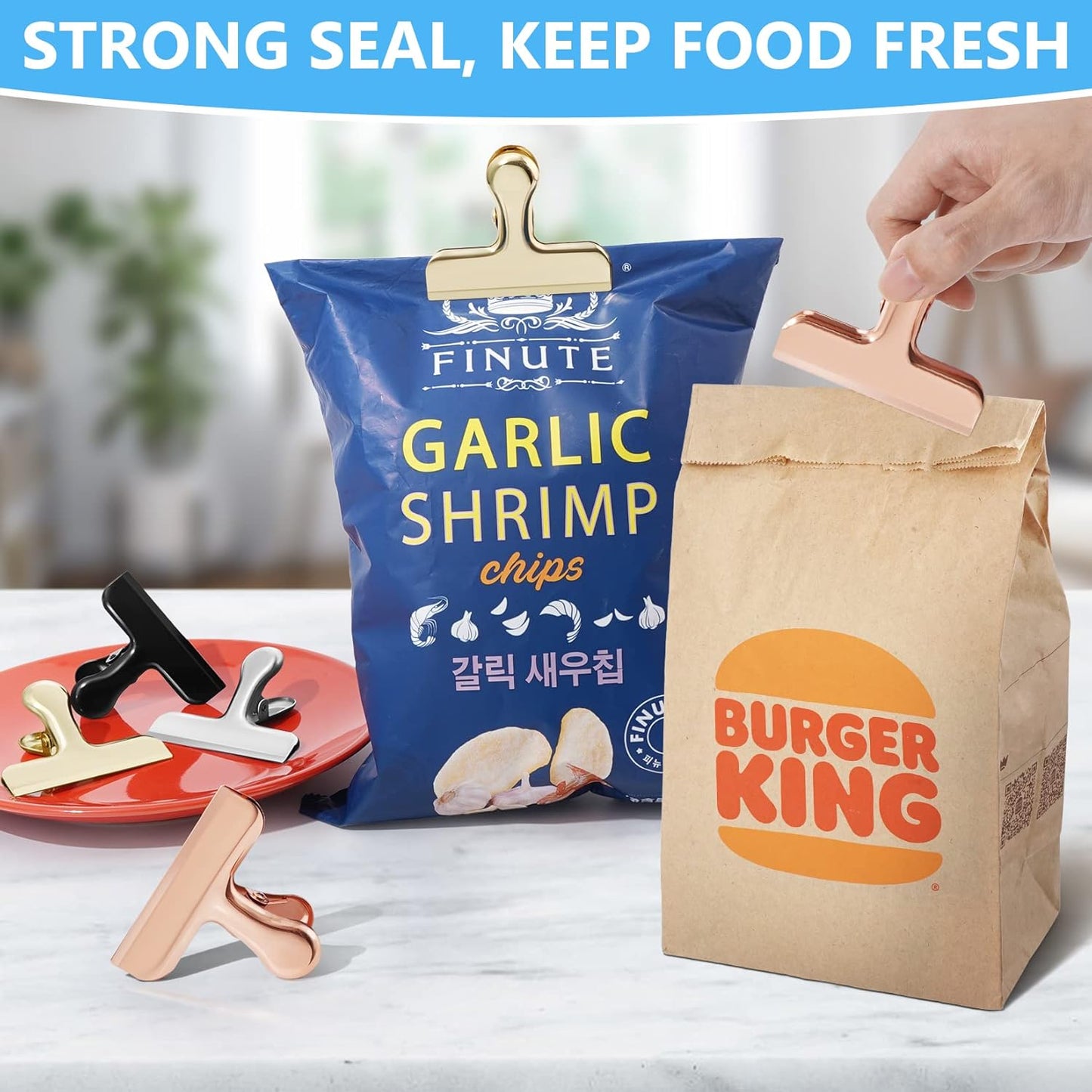 20 Pack 3 Inch Wide Stainless Steel Chip Clips Heavy Duty Food Bag Clamp, All-Purpose Air Tight Grip Clips for Kitchen Office to Seal Coffee Bags, Paper Sheets