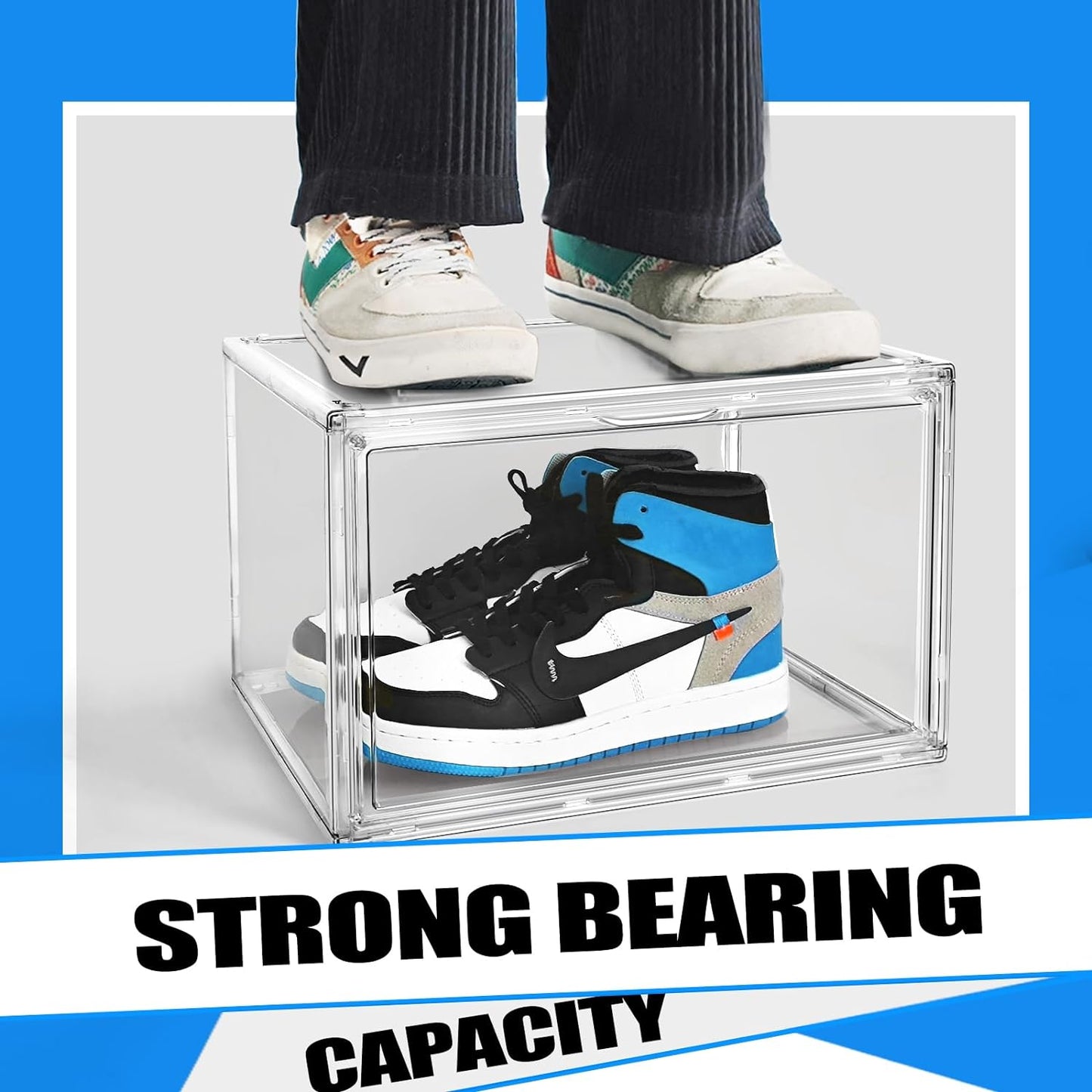 10 Pack Shoe Box Organizer Clear Plastic Stackable Shoe Boxes with Magnetic Lid Acrylic Display Case Shoe Containers for Entryway,Sneaker Storage Fit up to US Size 12