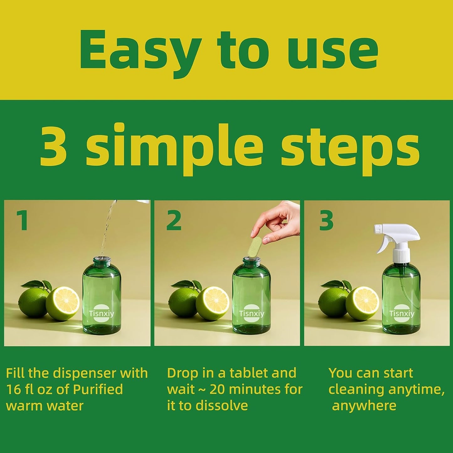 Multi-Surface Cleaner Refill Tablets - 12 Count- 192 fl oz total (12x 16 fl oz) - All Purpose Cleaner Refill Tablets - For household and kitchen spray cleaners - Fresh Lemon Scent