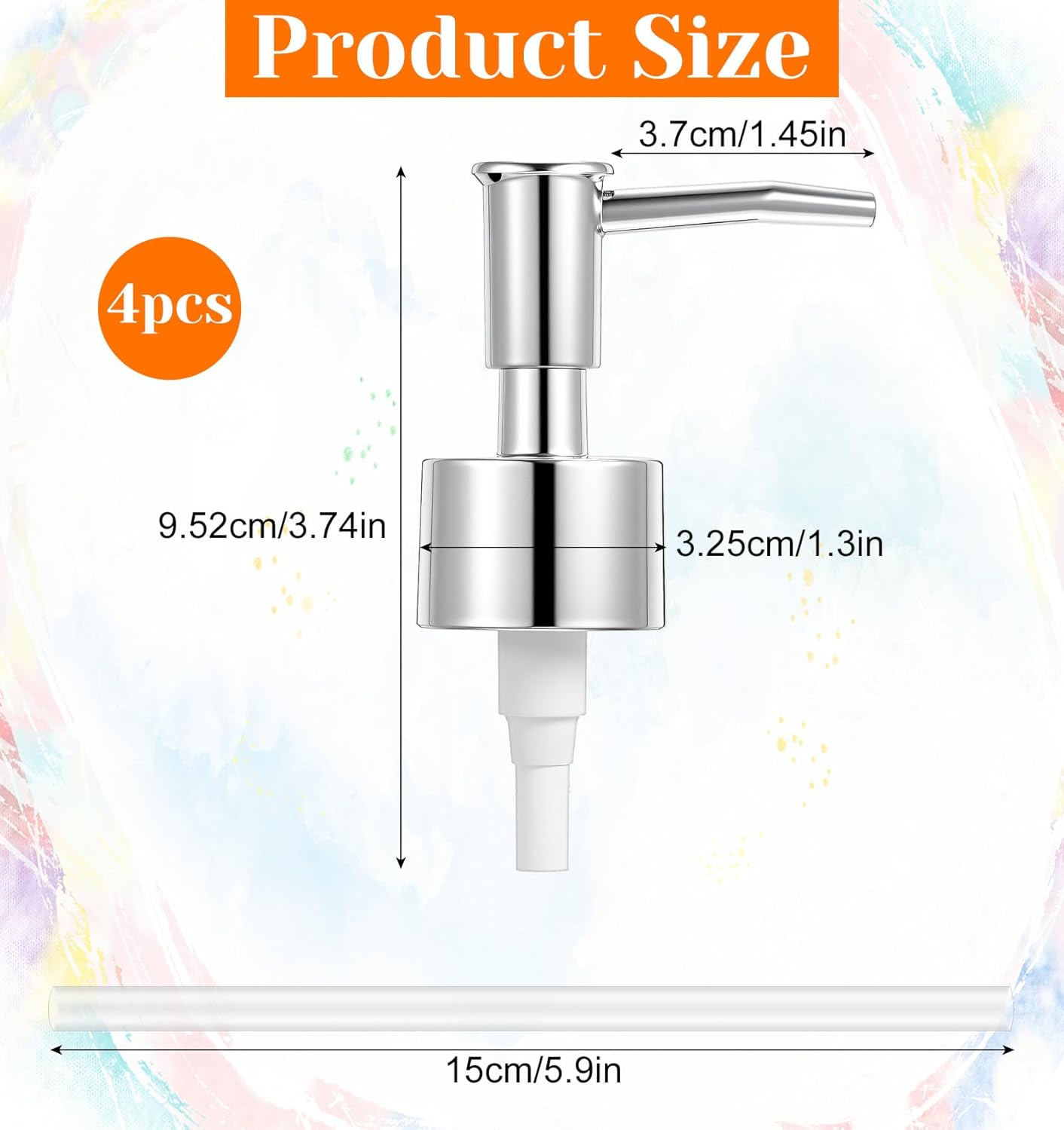 Soap Dispenser Replacement Pump, 4Pcs Replacement Pump for Soap Dispenser, Lotion, Hand Soaps, Easy to Press & 360 Degrees Rotatable for Fast Liquid Discharge (Silver)