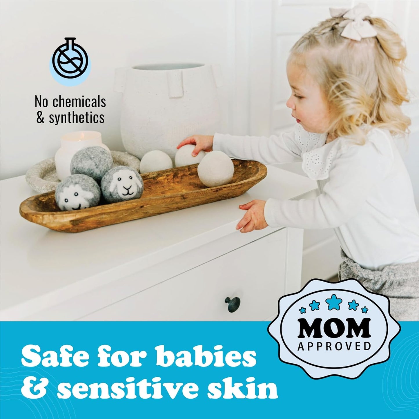 Smart Sheep Wool Dryer Balls - 6-Pack - XL Premium Natural Fabric Softener Award-Winning - Wool Balls Replaces Dryer Sheets - Wool Balls for Dryer - Laundry Balls for Dryer (Marching Penguins)