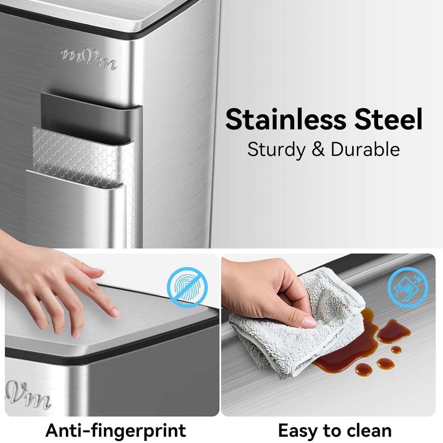 mVm 10.6 Gallon Kitchen Step Trash Can, Soft-Close and Foldable Foot Pedal Heavy Duty Bin for Offices Dorms Home Rooms (Gray)