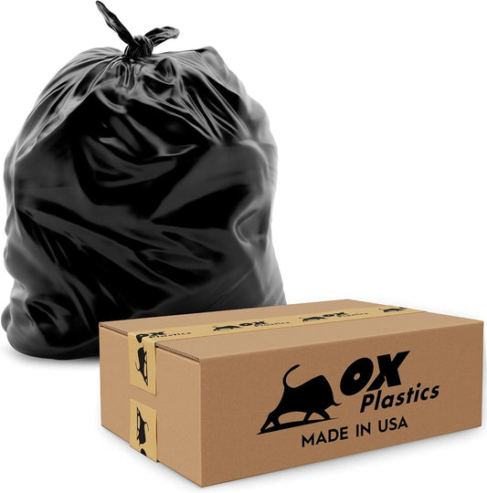 60 Gallon Trash Can Liners Bags - (100 Count) Capacity & 3mil Thick Extra Heavy Duty Strength - Large Garbage, Leak-Proof & Durable Bags Black