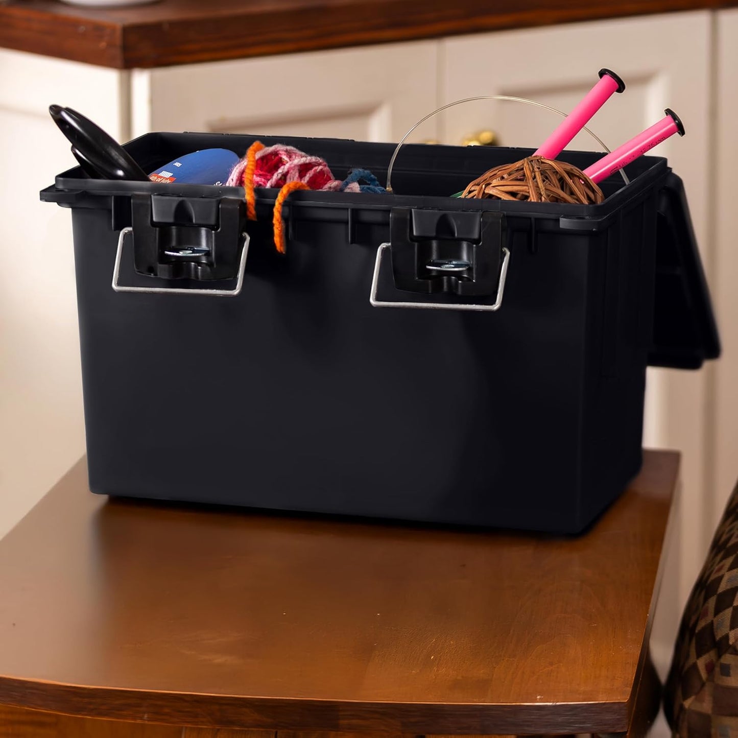 Sheffield 12773 XL Storage Bins With Lids, 2-Pack Stackable Storage Bins, Made in USA, Lockable and Water-Resistant Containers with Lids, Plastic Containers for Home, Classroom, and Dorm