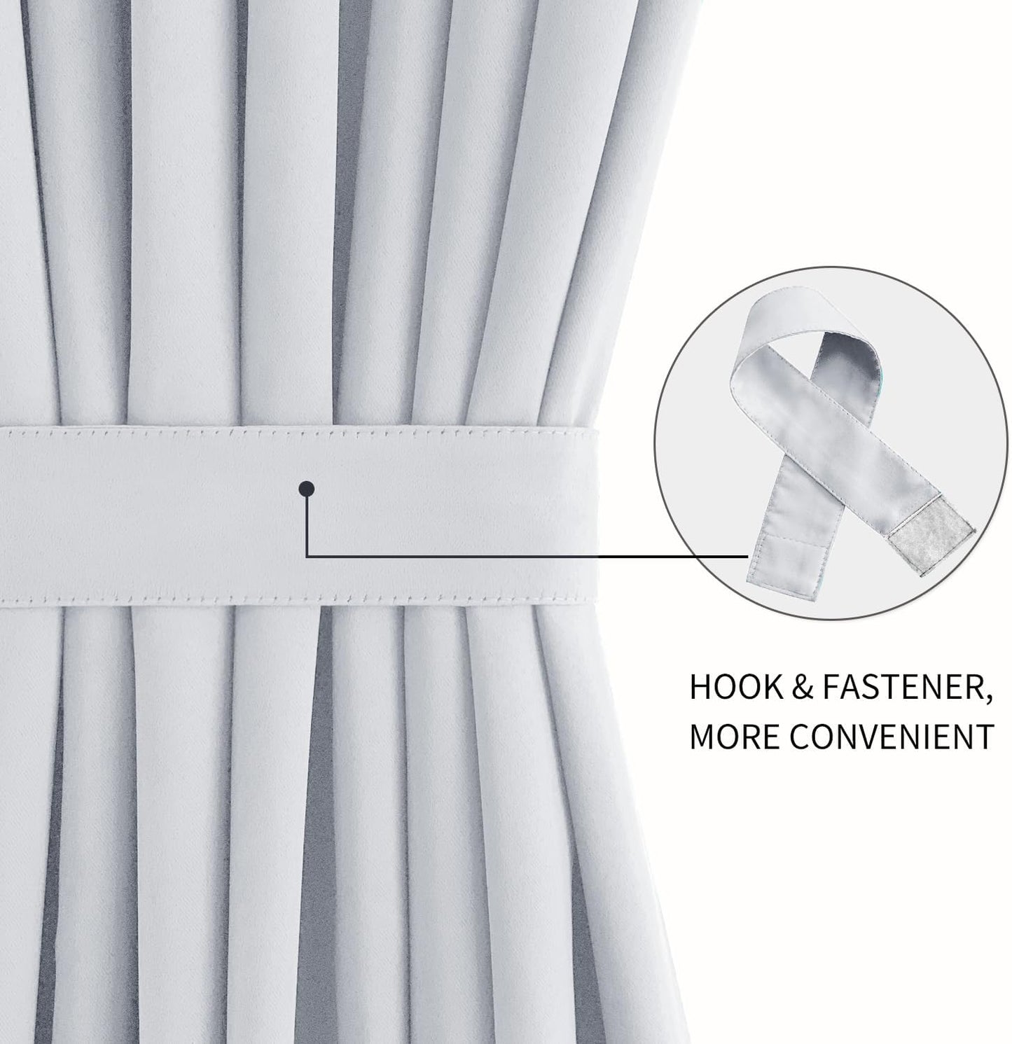 DWCN French Door Curtains – Rod Pocket Thermal Blackout Curtain for Doors with Glass Window, Kitchen and Patio Doors for Privacy, 54 X 72 Inches Long, 1 Curtain Panel with Tieback, Greyish White