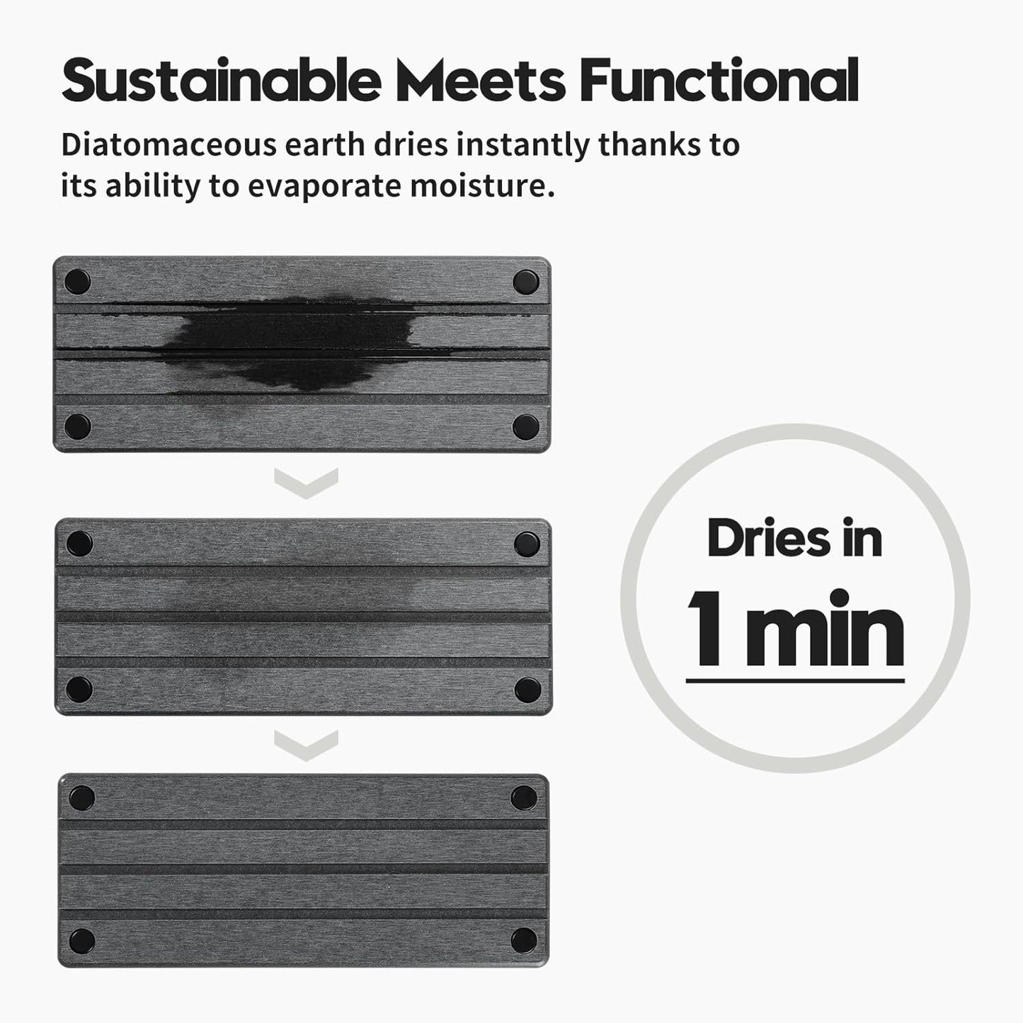 Sink Caddy Kitchen Sink Organizer, Water Absorbing Stone Tray for Sink,Diatomite Bathroom Counter Tray,Faucet Drying Mat Protector Coaster Soap Dish Rack Riser Vanity Dispenser Sponge Holder,10" x 4"