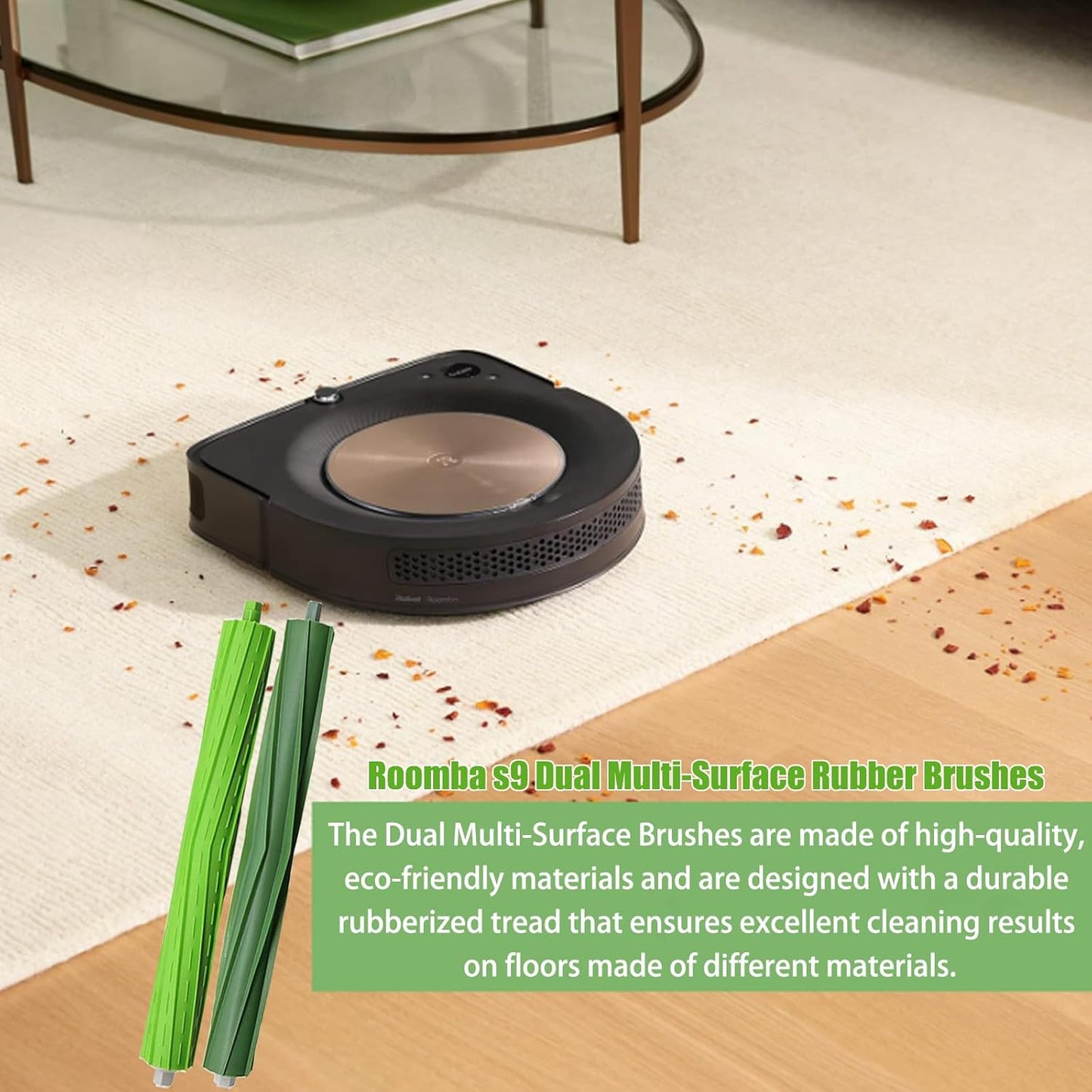 4 Set s9 replacement rollers Compatible with iRobot Roomba s9 (9150) s9+ s9 Plus (9550) s Series Vacuum Cleaner Multi-Surface Rubber Brushes,Roomba s Series roller brushes