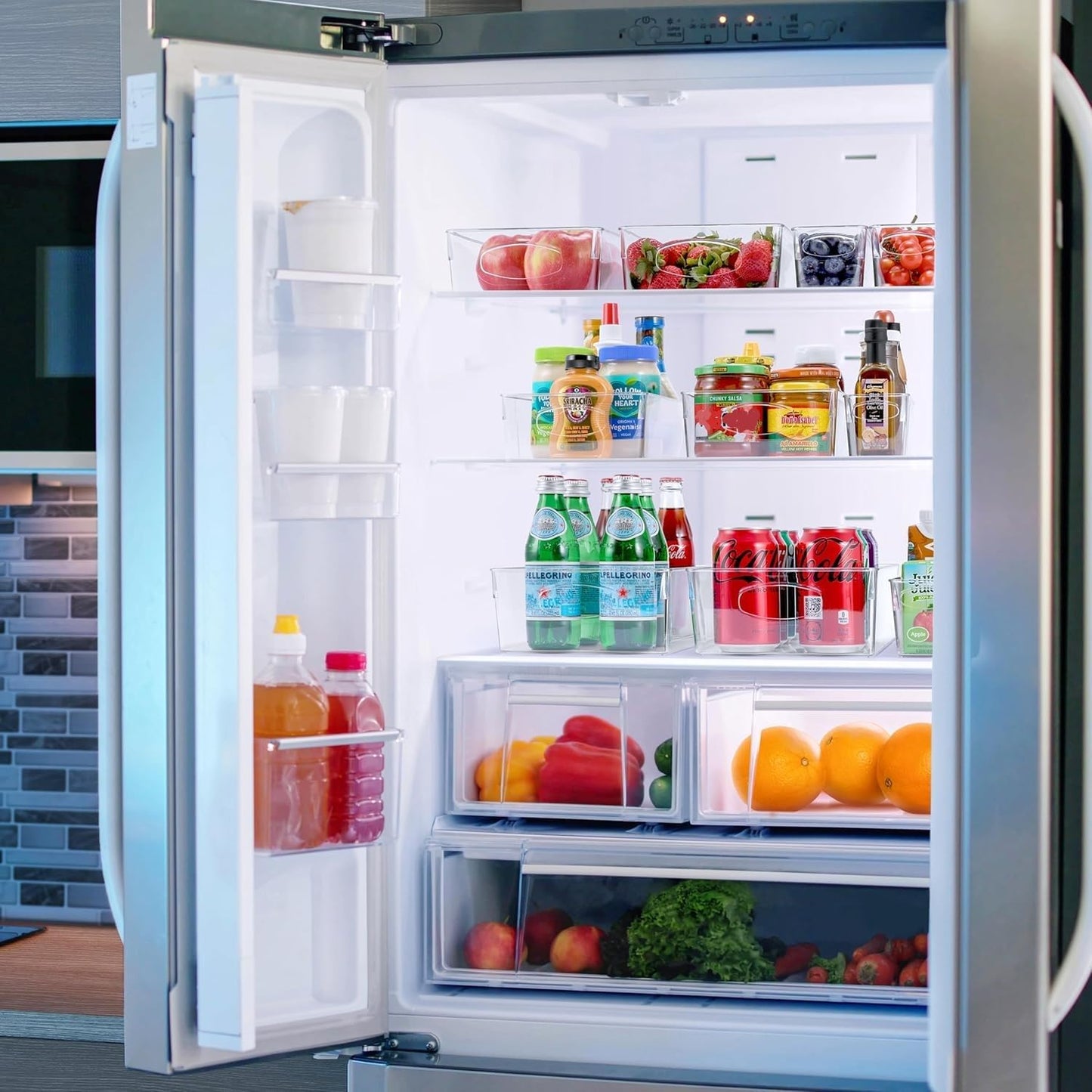 Sorbus Medium Clear Plastic Storage Bins for Organizing, 10 Pack Clear Organizer Bins with Handles Plastic Storage Bins for Closet, Pantry, Fridge, Medicine Cabinet Organizer, Shelves, Freezer, Drawer