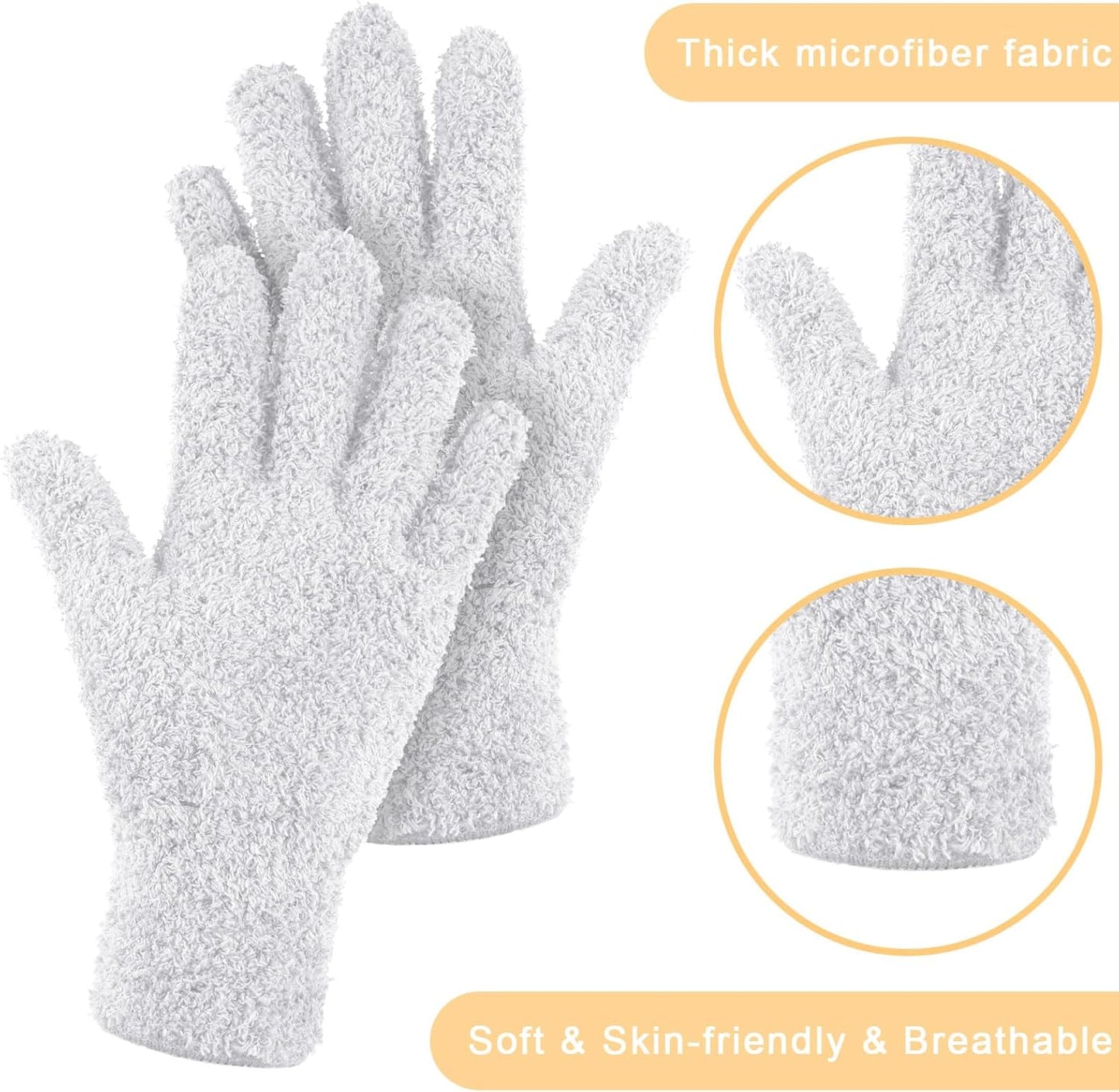 Patelai 3 Pairs Microfiber Plant Dusting Gloves Leaf Cleaning Gloves for Indoor Plants, Blinds, Furniture, House(Large,Pink, Nude, White)