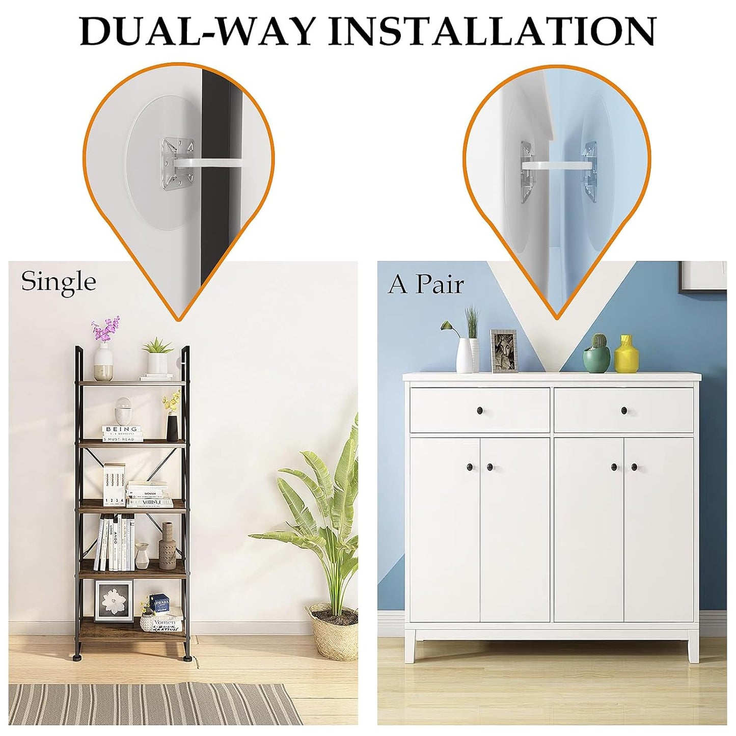 Furniture Anchors (30 Pack) No Drill Upgraded Furniture Straps for Baby Proofing, Self-Adhesive Secure 168 Pound Furniture Prevent Falling Anti Tip Earthquake Straps for Child Safety