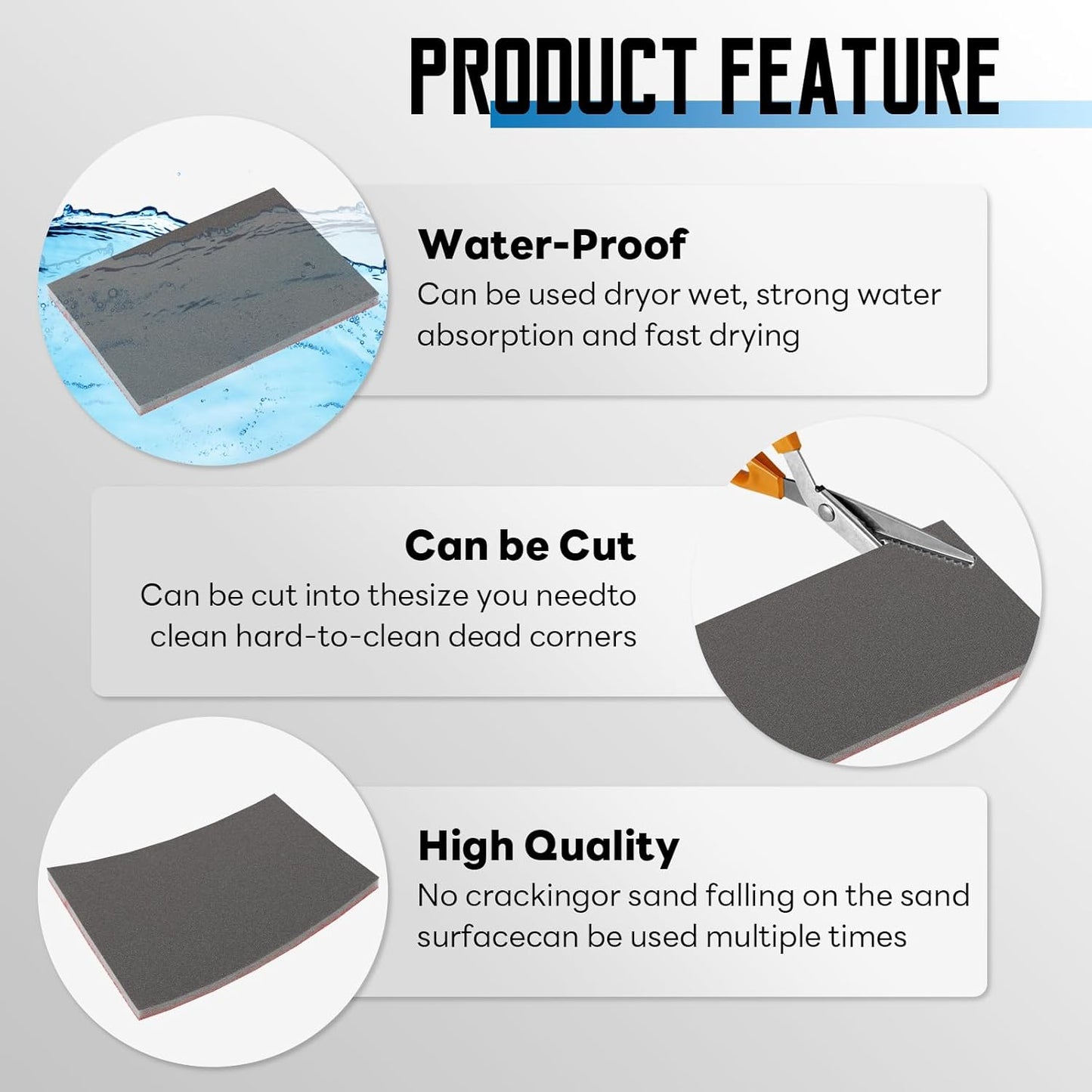 20 Pack 800 Grit Sanding Sponge, 3 x 4 Inch Soft Foam Sanding Block Wet Dry Sanding Pads, Washable Sandpaper Sponge Drywall Sand Block for Wood, Metal, Furniture Polishing (800 Grit)