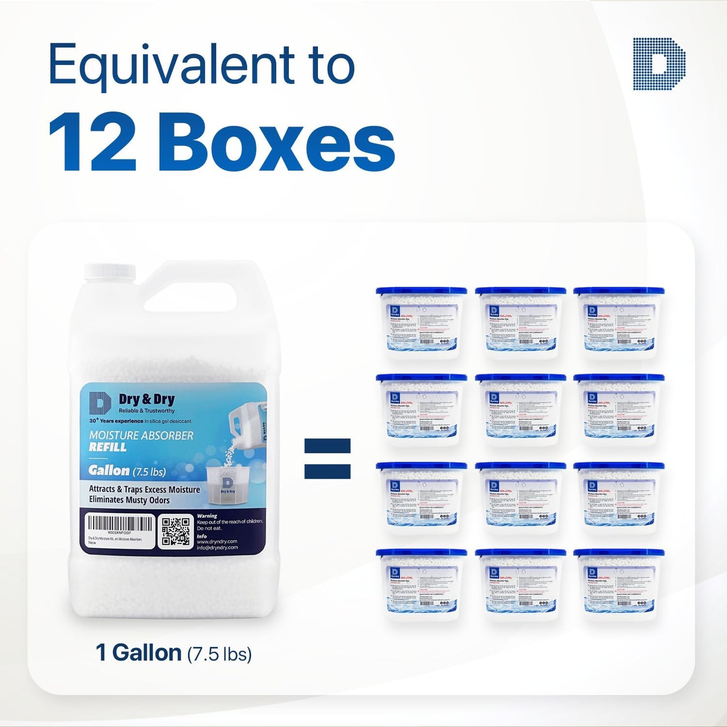 Dry & Dry Moisture Absorbers Refill Beads (60 LBS) - Dehumidifiers for Home Dehumidifier for Basement Dehumidifiers for Bedroom Small Dehumidifiers, Moisture Absorber Refill, Fragrance Free