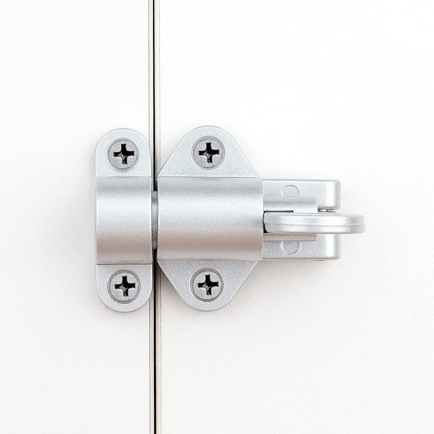 3 Packs Self-Closing Latches，Silver Gray Spring Door Lock，Resilient Bolt Latch Aluminum Alloy Safety Automatic Spring Barrel Slide Door Lock with Screws,Used for Gate,Window and Cabinet etc