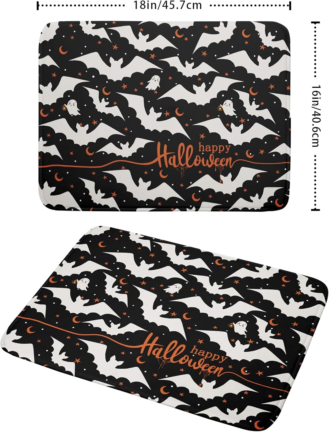 Halloween Black Bats Dish Drying Mat 16x18 Inch Happy Halloween Spooky Bat Microfiber Drying Mat for Dishes Absorbent Fast Dry Dish Rack Mat Drainer Pad Kitchen Decor Accessories for Halloween