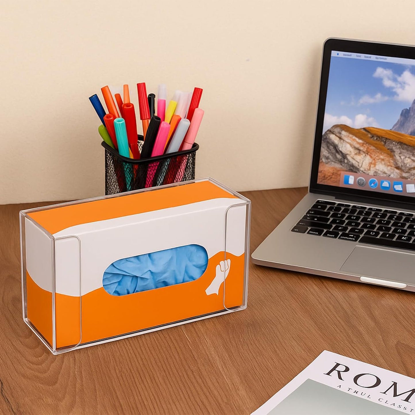 2 Packs Acrylic Glove Holder for Wall Mount, Clear Gloves Box Holders Glove Dispenser Wall Mounted Tissue Box Holder Reusable Kitchen Rack for Gloves Tissue Boxes