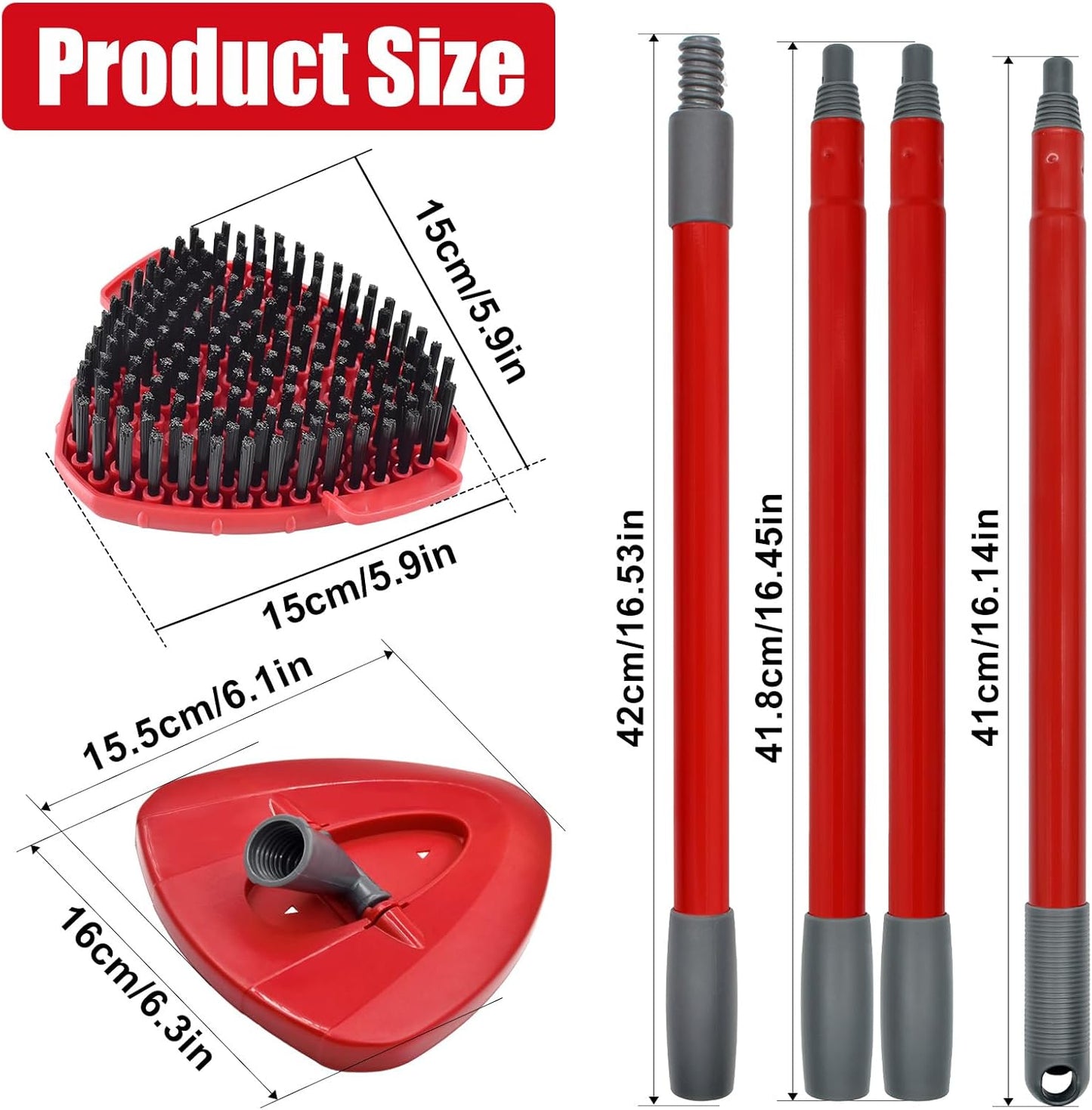 Mop Handle for Ocedar, Scrub Brush and Spin Mop Base Compatible with O Cedar EasyWring 1 Tank Spin Mop,4-Section Spin Mop Handles and Base for EasyWring Spin Mop