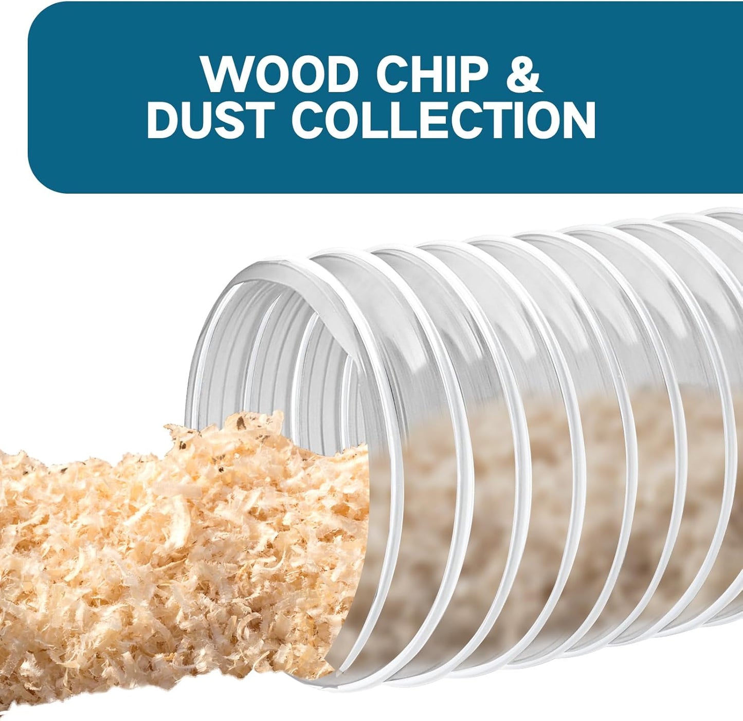 5" x 10' PVC Dust Collection Hose, Flexible Heavy PVC Fume Collection Hose with Carbon Steel Wire Coil, Puncture Resistant Clear PVC Fume Collection Hose for Dust Collectors