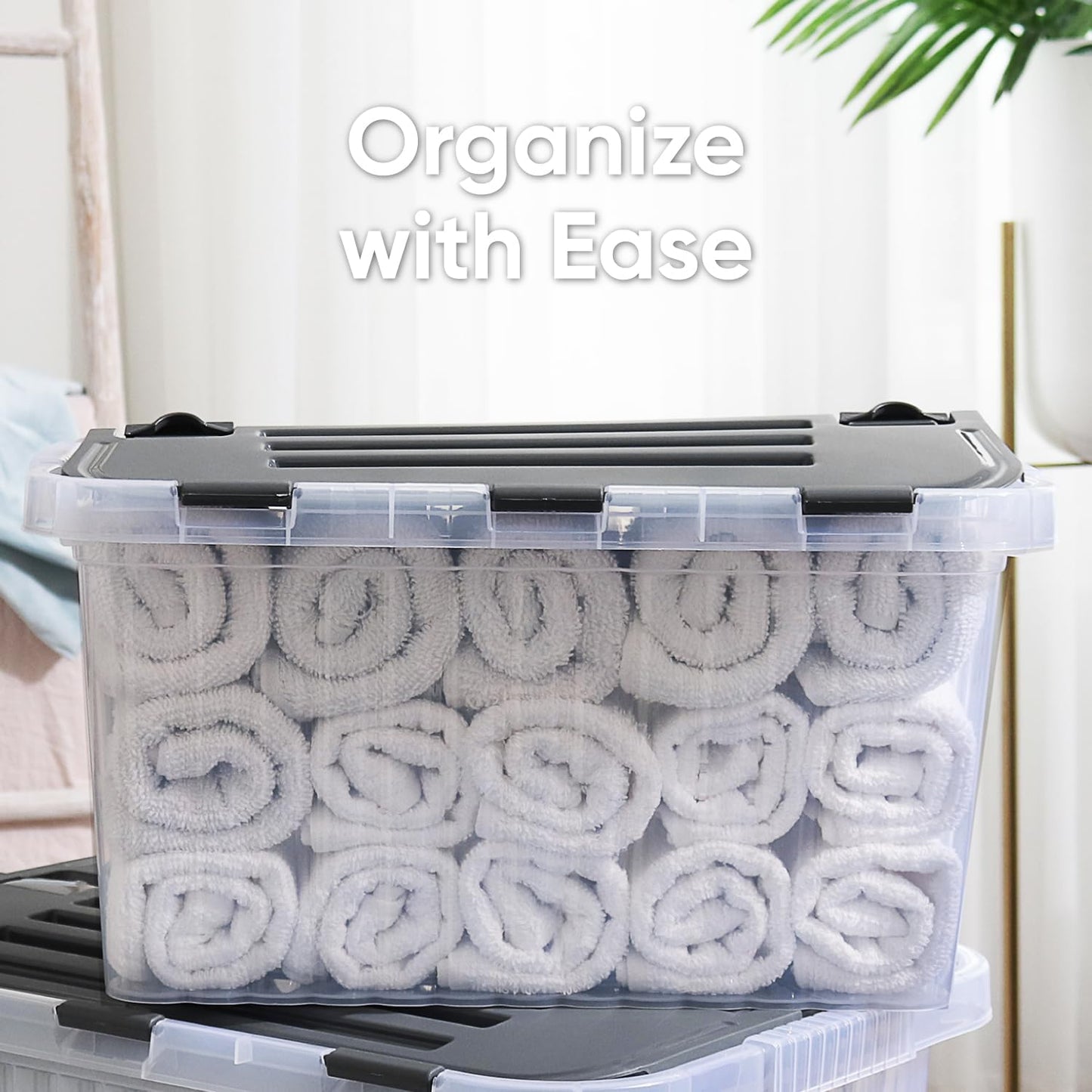 Superio Storage Bins with Lids, Clear Plastic Containers for Organizing, Stackable Totes, BPA Free, Odor Free, Organizer Boxes for Home, and Dorm (2 Pack, 20.25"x14"x10.5")