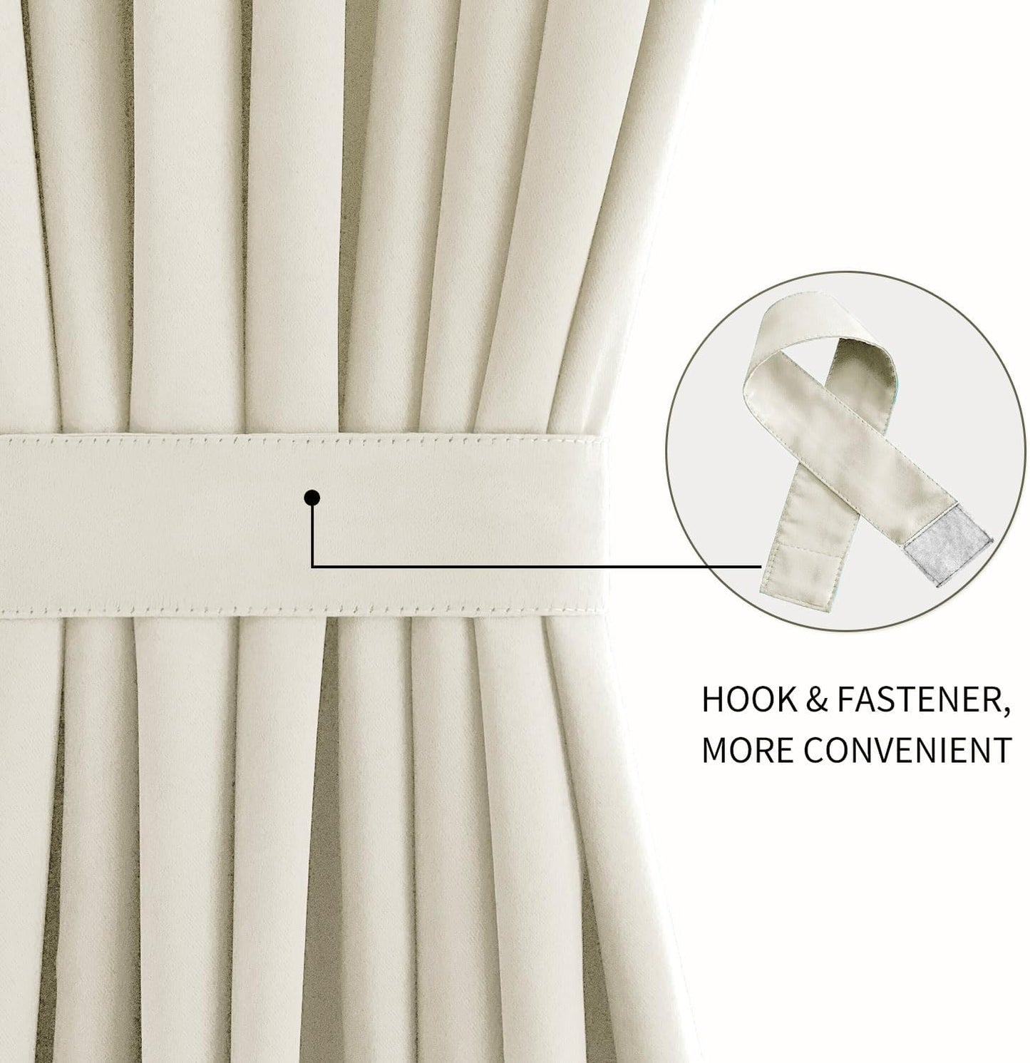 DWCN French Door Curtains – Rod Pocket Thermal Blackout Curtain for Doors with Glass Window, Kitchen and Patio Doors for Privacy, 12 X 72 Inches Long, 1 Curtain Panel with Tieback, Light Beige