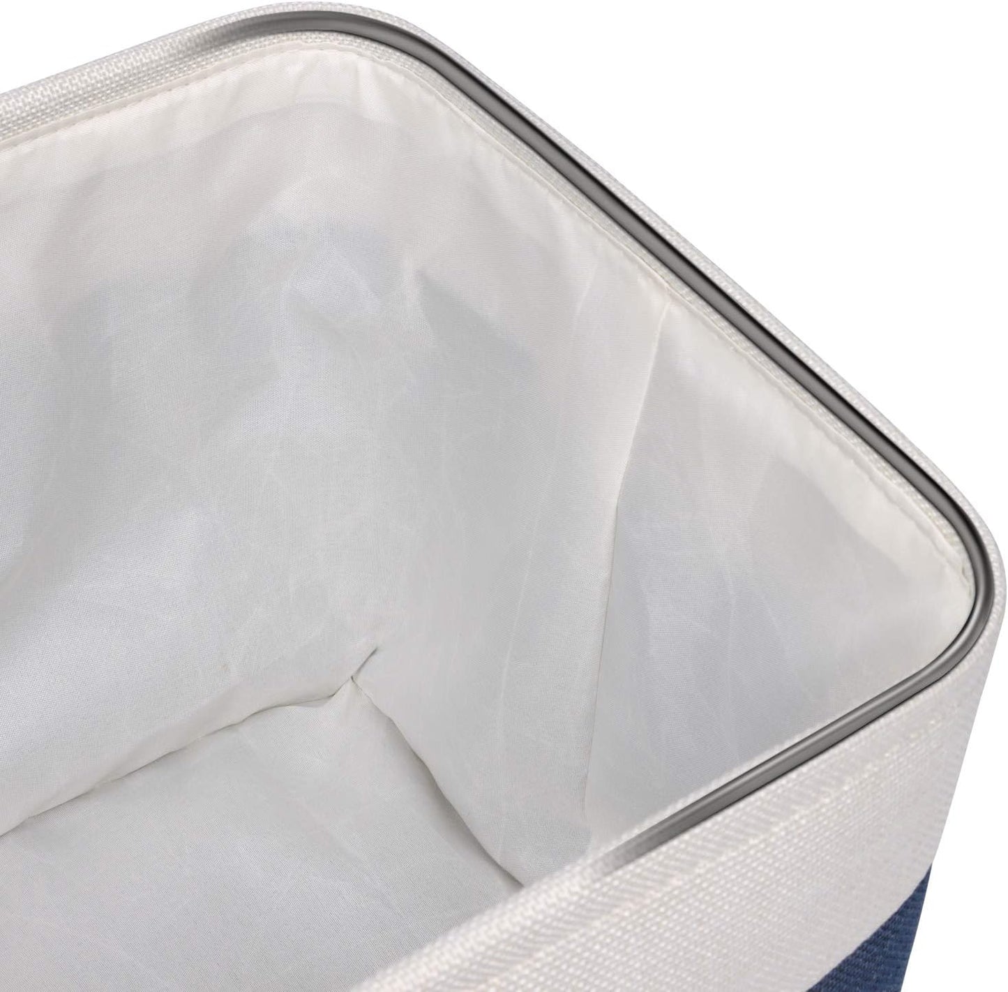 Univivi 4PC Large Storage Baskets Foldable Fabric Storage Bins for Closet Shelf for Organizing Blue Storage Baskets with Handles|Hard Bottom (15”X10.5”X9.5”)