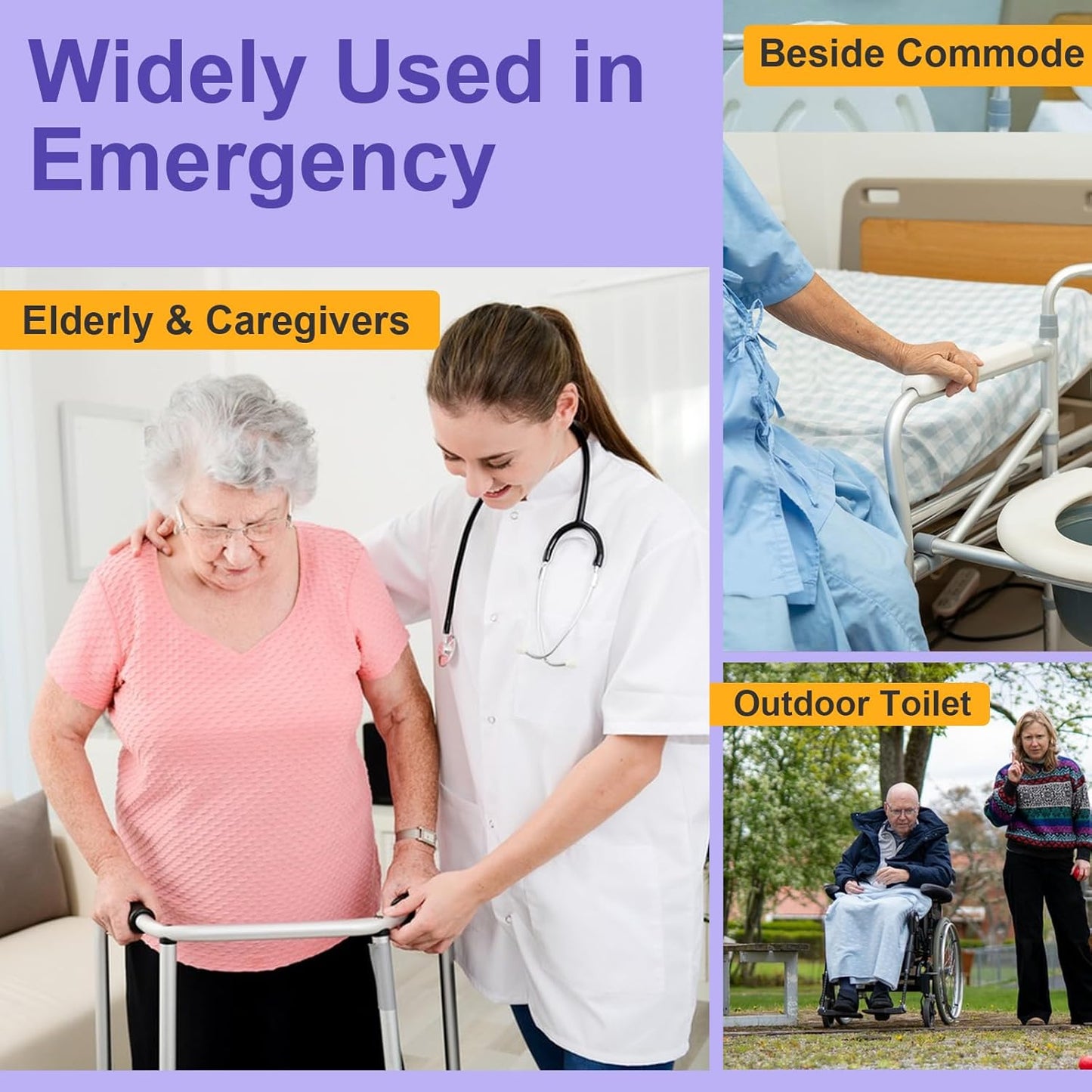 100 Commode Absorbent Pads for Bedside Commode Liners, Disposable Commode Liners Pads with Absorbent Gel, Portable Potty Liner Pads for Toilet Bags Bedpans