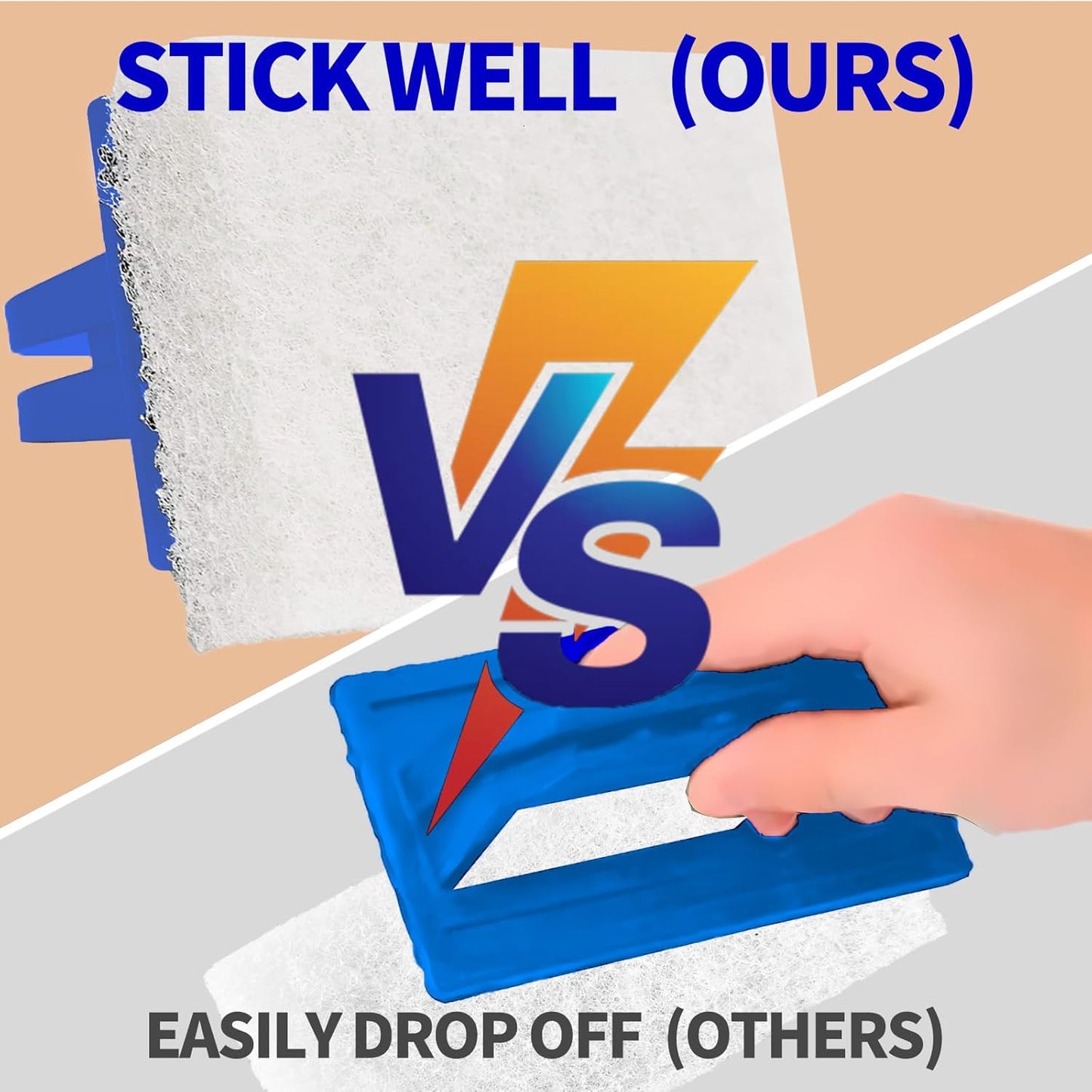 6 Pcs Hand Scrubber, Bathtub Scrubber with Handle, Non-Scratch Bathroom Scrubbing Pads for Cleaning Shower Tile Bathtube Sink Swimming Pool Step & Corner (Blue)