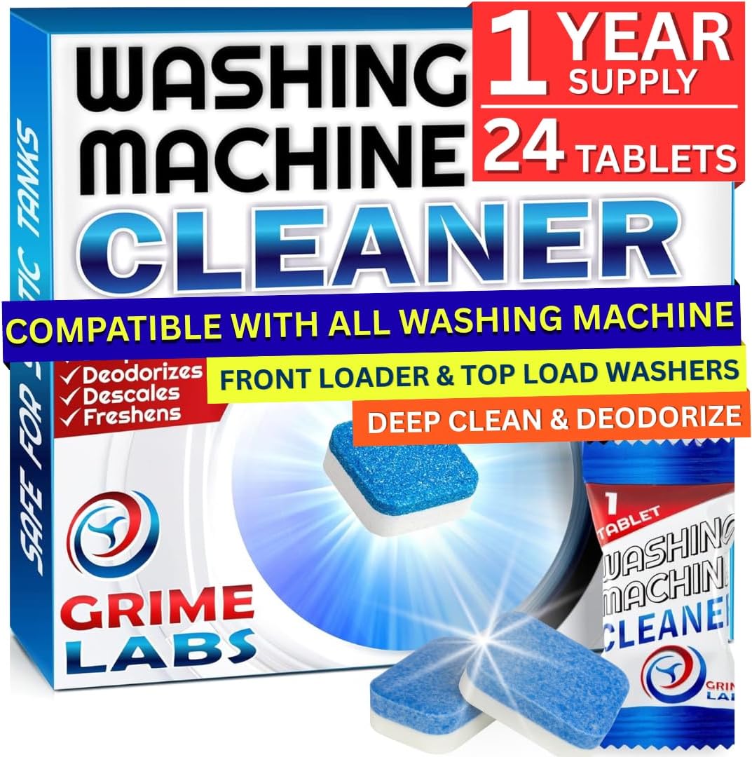 Washing Machine Cleaner Tablets - Penetrating Deep Clean Washer Cleaner Tablets For Front Loader And Top Load HE - Active Formula Tub Descaler Deodorizer