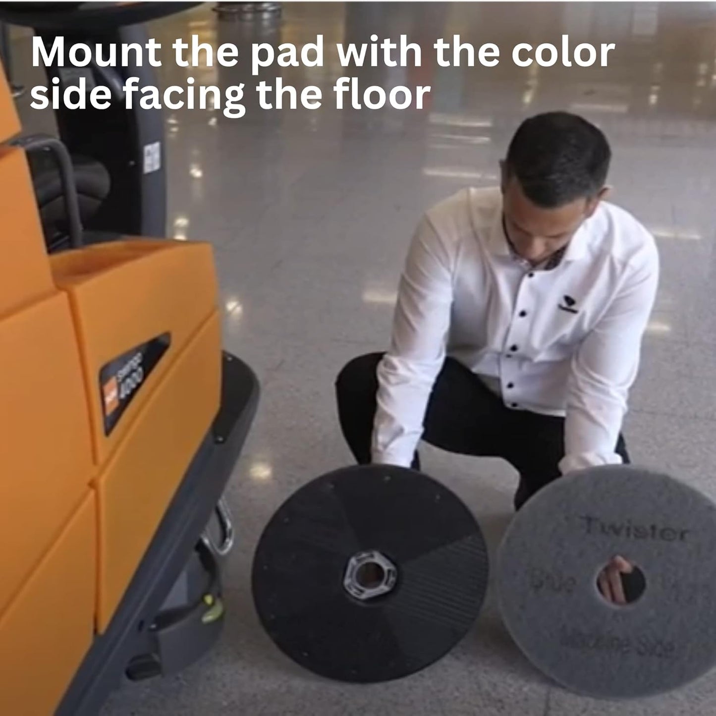 Diversey DDT800353 TASKI Twister Intellipad Diamond Coated Floor Machine Cleaning Pad, Made in USA, Burnish to High Super Gloss Finish, Grey/Brown, 20-inch (Pack of 2)