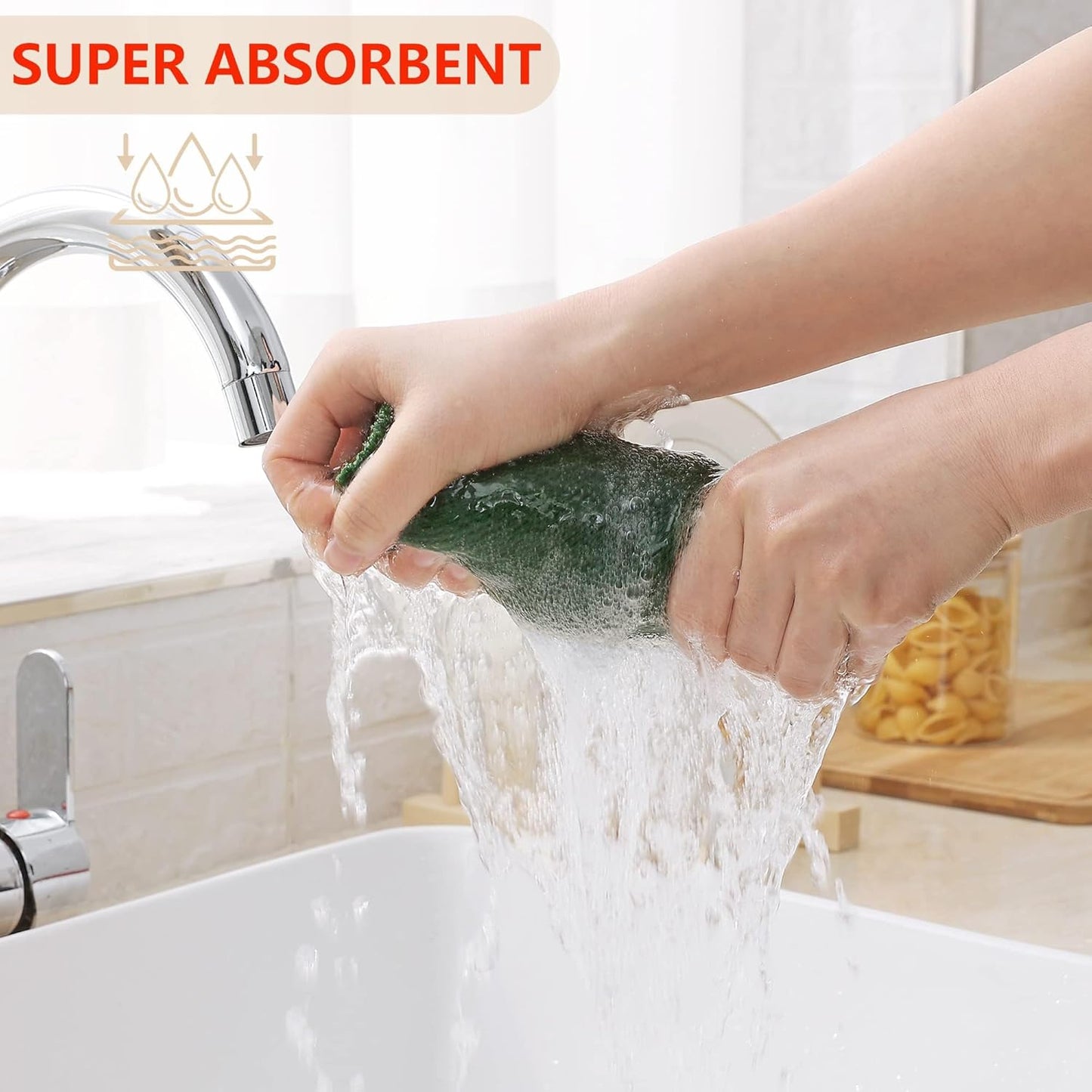 Homaxy 100% Cotton Waffle Weave Kitchen Dish Towels, Ultra Soft Absorbent Quick Drying Cleaning Towel, 13 x 28 Inches, 12-Pack, Grass Green