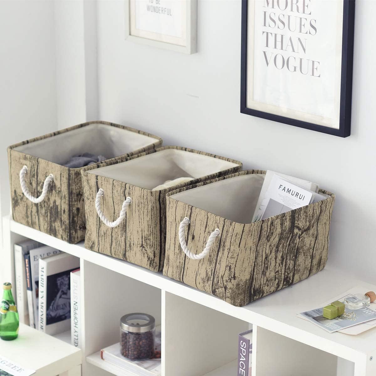 TcaFmac Fabric Storage Basket, Decorative Canvas Storage Bins Baskets for Gifts Empty Tree Stump