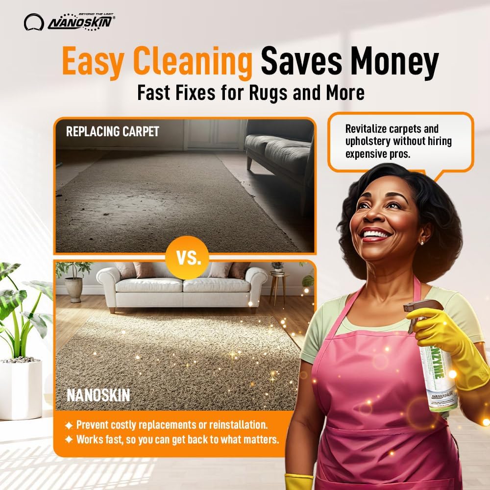 Nanoskin ENZYME Multi-Purpose Cleaner & Odor Eliminator 16 Oz. - Removes Complex Organic Stains, Dirt, Grease, and Grime from Multi Surfaces | For Automotive, Floor, Kitchen, Bathroom, Plumbing